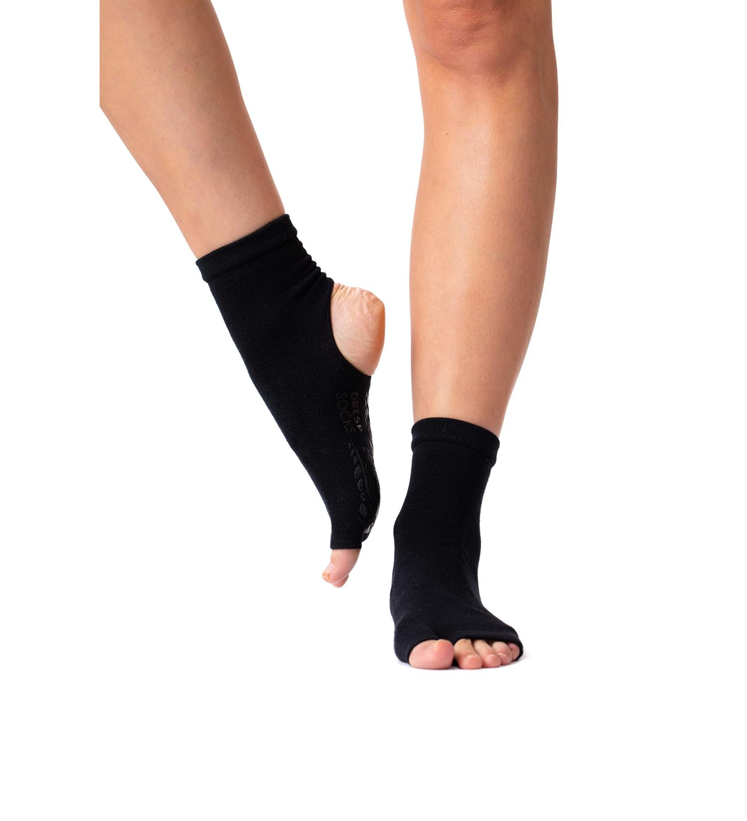 Dresp Yoga Socks | Anti-Slip Dance & Sport Stulps | Toe-Free Warm Cotton Mix | Elegant Black | Size 36-38 - Buy Online on GoSupps.com