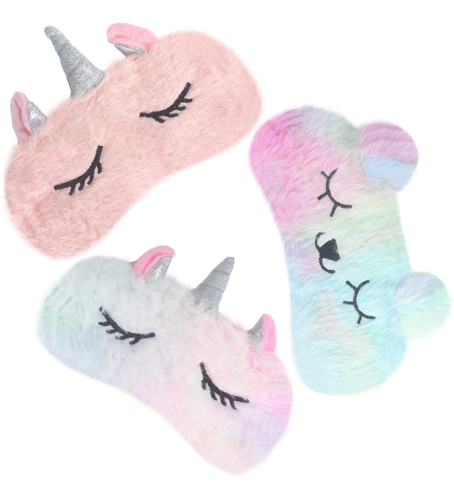 Plush Unicorn Sleep Eye Mask - 3 Pack | Soft Blindfold for Kids, Girls, and Adults - Buy Online on GoSupps.com