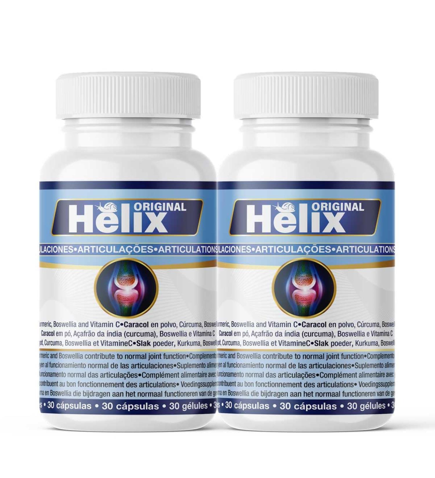 Helix Original - Natural Supplement for Joint Pain | With Snail Extract Turmeric And Boswellia | Lactose Free Gluten Free | 2 units (60 capsules) - Buy Online on GoSupps.com