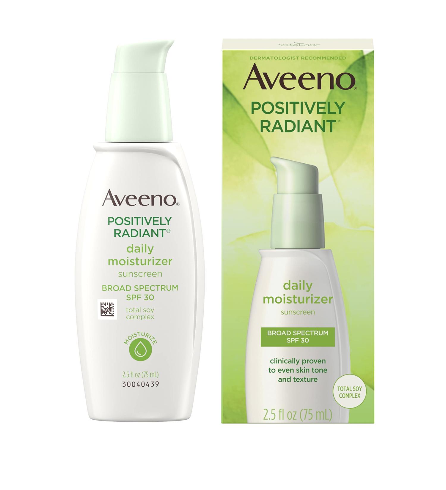 Aveeno Positively Radiant Daily Moisturizer SPF 30 - 2.5 fl oz (75 ml) | Hydrate & Protect - Buy Online on GoSupps.com