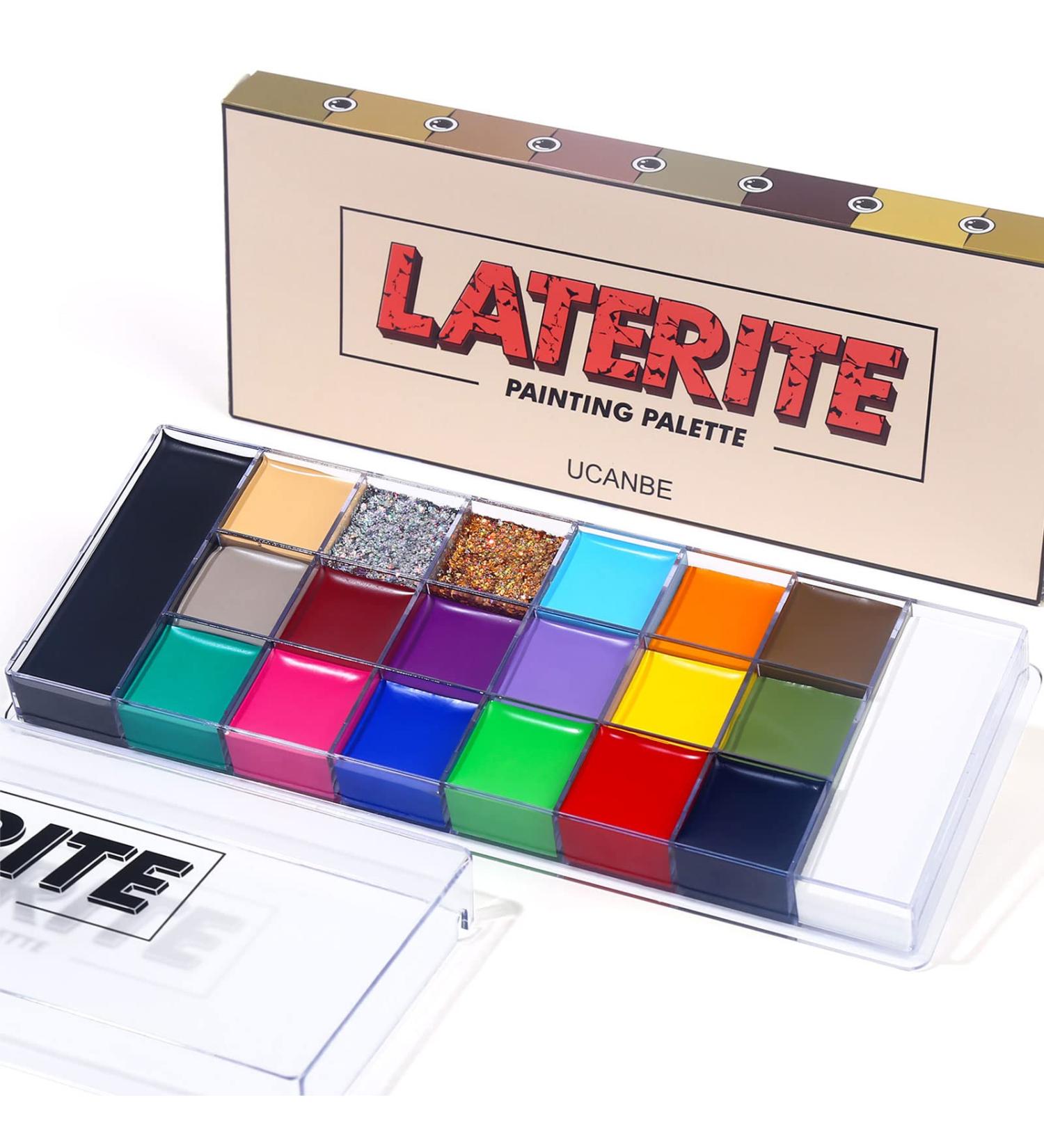 UCANBE 20 Colors Body Face Paint Palette - Non-Toxic Oil Art Kit for Halloween Cosplay & SFX Makeup - Large Pan Black White Camouflage Painting Set - Buy Online on GoSupps.com