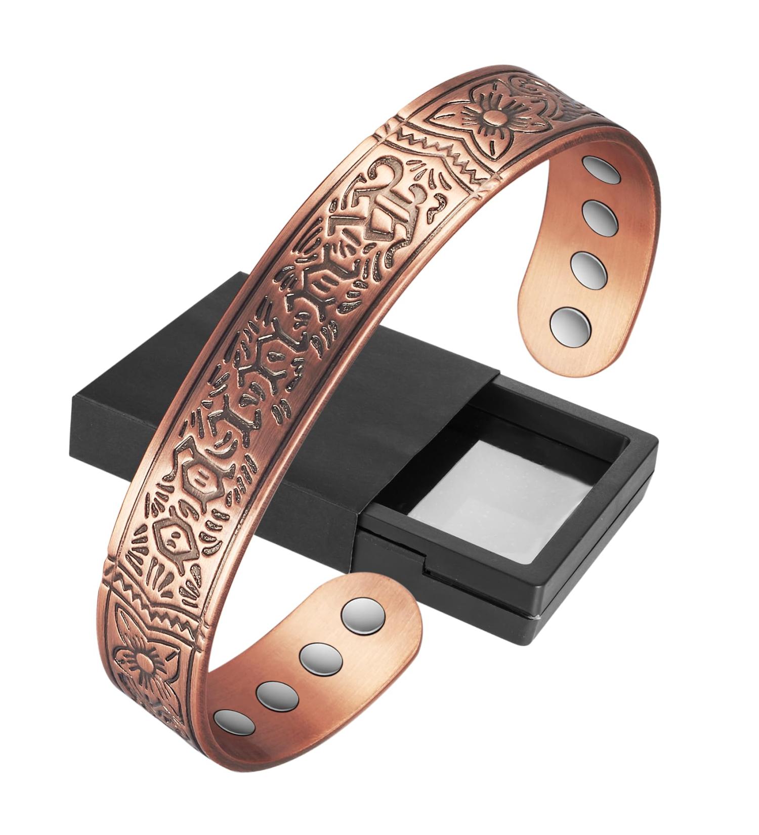 Shop Copper Arthritis Bracelet for Men & Women - Magnetic Therapy Cuff for Pain Relief with 8 Powerful Magnets - Buy Online on GoSupps.com