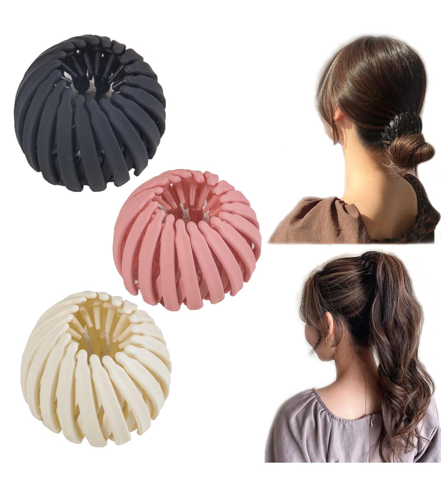 3 Pcs Bird Nest Magic Hair Clips for Women and Girls - Hair Bun Fixing Claws in Pink, White, and Black - Buy Online on GoSupps.com