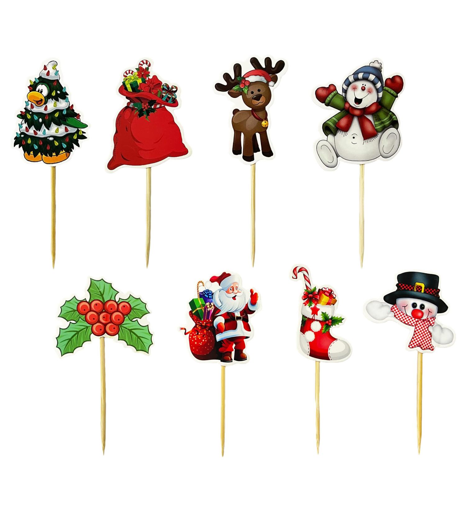 TSJ 24PCS Christmas Cupcake Toppers Picks Cake Dessert Decorations Stick Toothpicks Xmas Party Supplies Christmas a - Buy Online on GoSupps.com