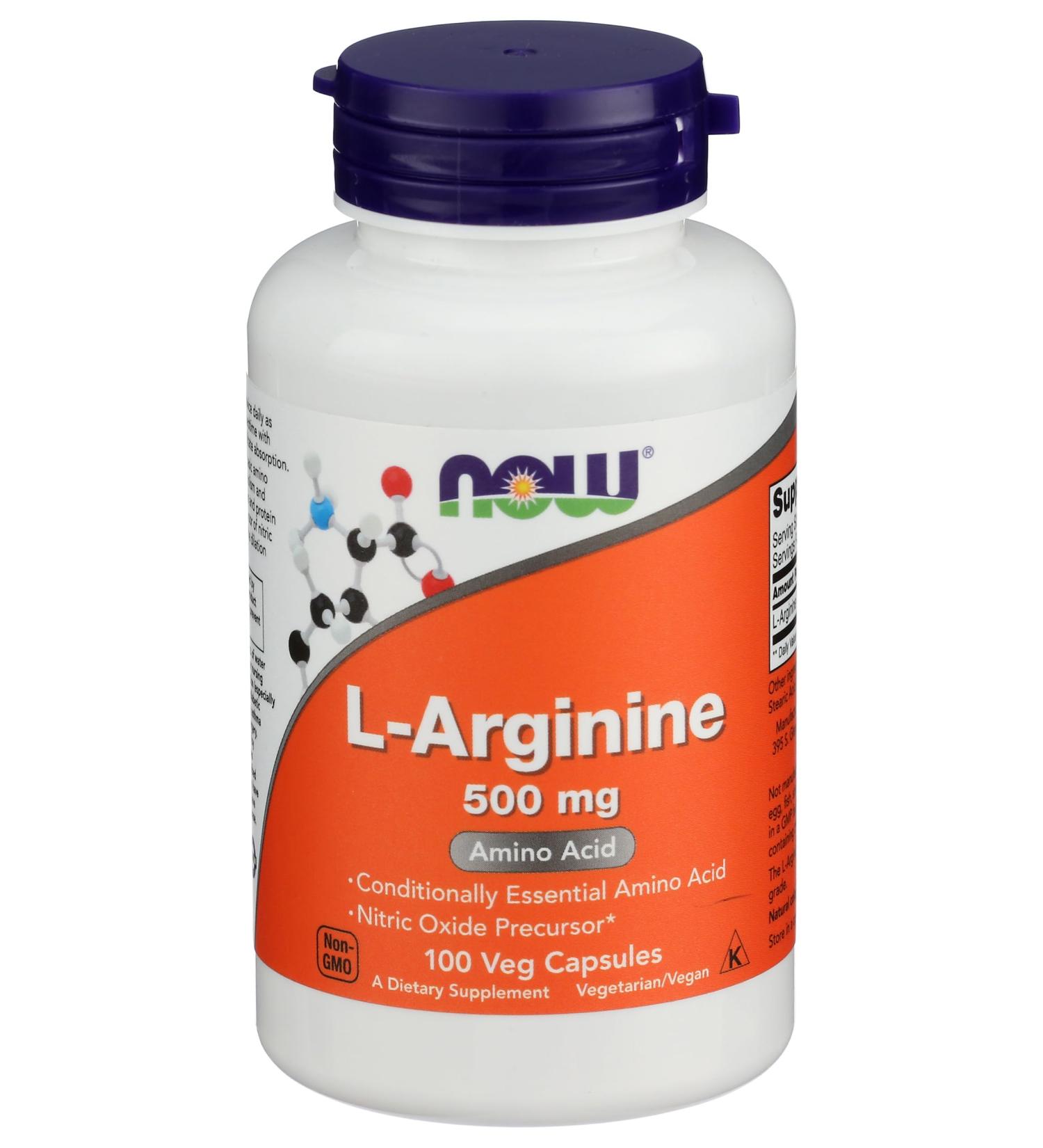 NOW FOODS Arginine 500mg Capsules 100 CT Unflavored 100 Count (Pack of 1) - Buy Online on GoSupps.com