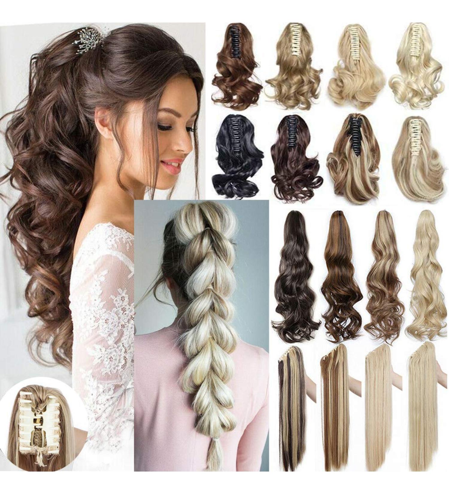 Ponytail Extension Clip in Claw 18 Long Curly Wavy Jaw Pony Tails - Bleach Blonde 18 inch - Buy Online on GoSupps.com