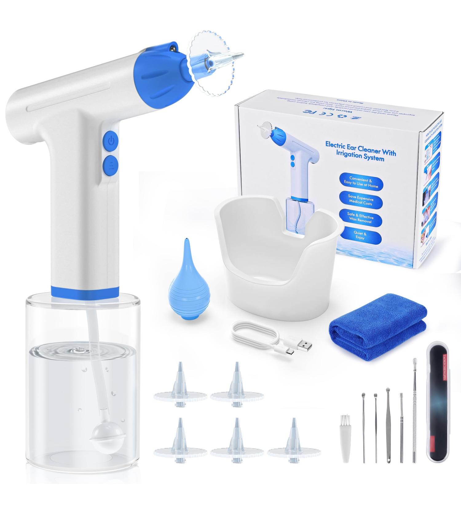 Buy Electric Ear Wax Removal Tool Kit - 3 Pressure Modes LED Light & 5 Tips - Safe Ear Cleaner for Adults & Kids - International Shipping Available - Buy Online on GoSupps.com