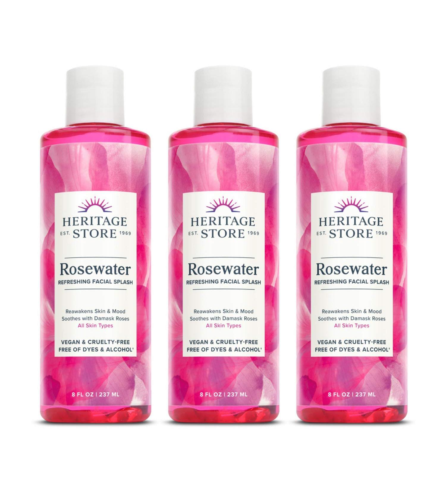Heritage Store Rosewater 8oz - Pure & Natural Flower Water - Buy Online on GoSupps.com