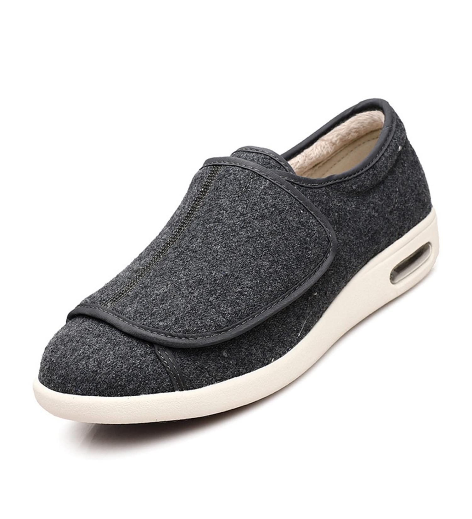 Men's Adjustable Diabetic Slipper Shoes - Grey, Size 12 | Wide Fit, Breathable Hospital Shoes for Edema, Arthritis, Swollen Feet - Buy Online on GoSupps.com