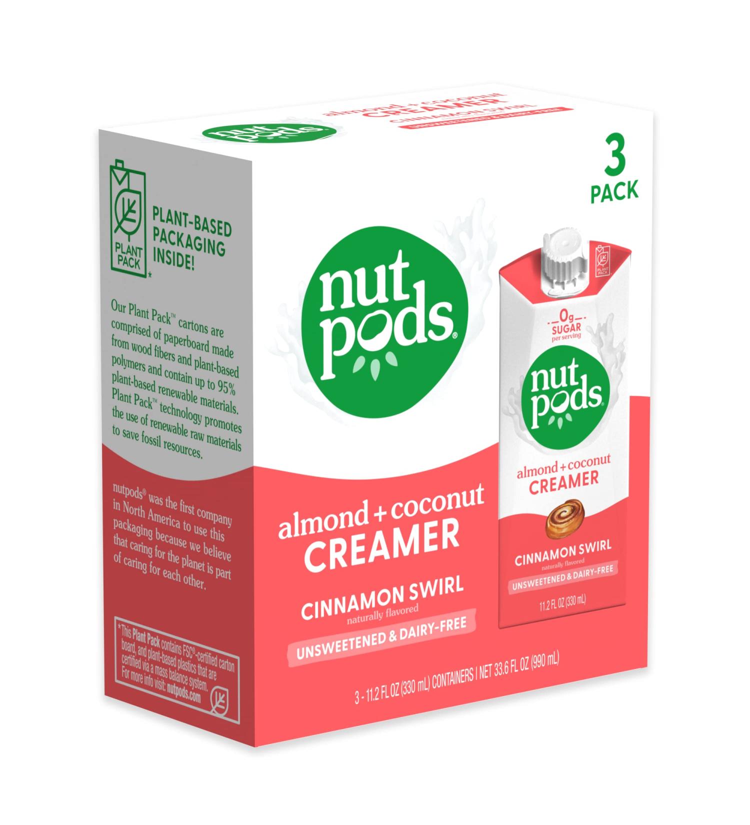 Nutpods Cinnamon Swirl Dairy-Free Creamer 3-Pack | Unsweetened, Vegan, Whole30, Gluten-Free - Buy Online on GoSupps.com