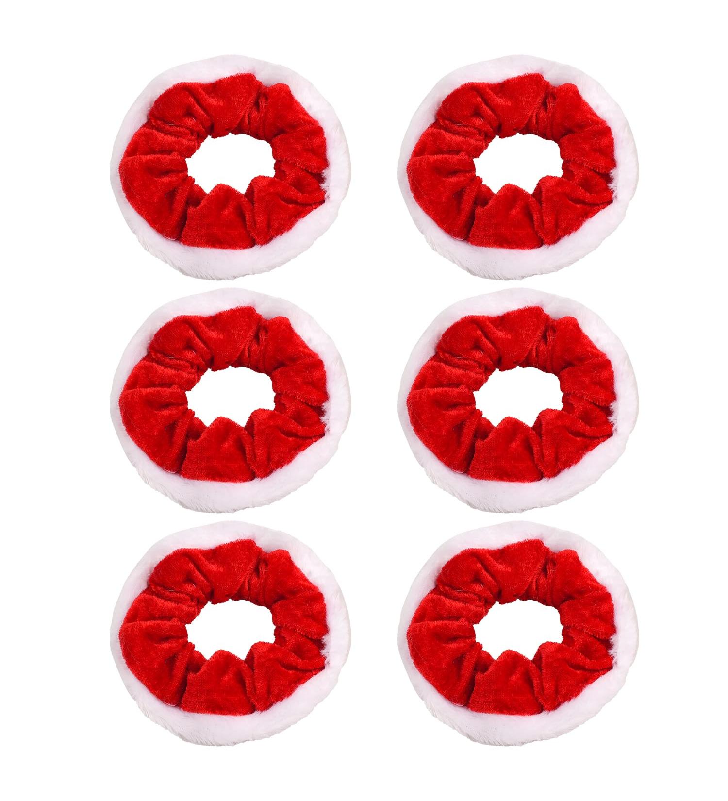 AOVNA 6 Pieces Christmas Hair Scrunchies Red Velvet Scrunchies with White Faux Fur Edge Elastic Hair Scrunchies Classic Christmas Hair Scrunchies - Buy Online on GoSupps.com