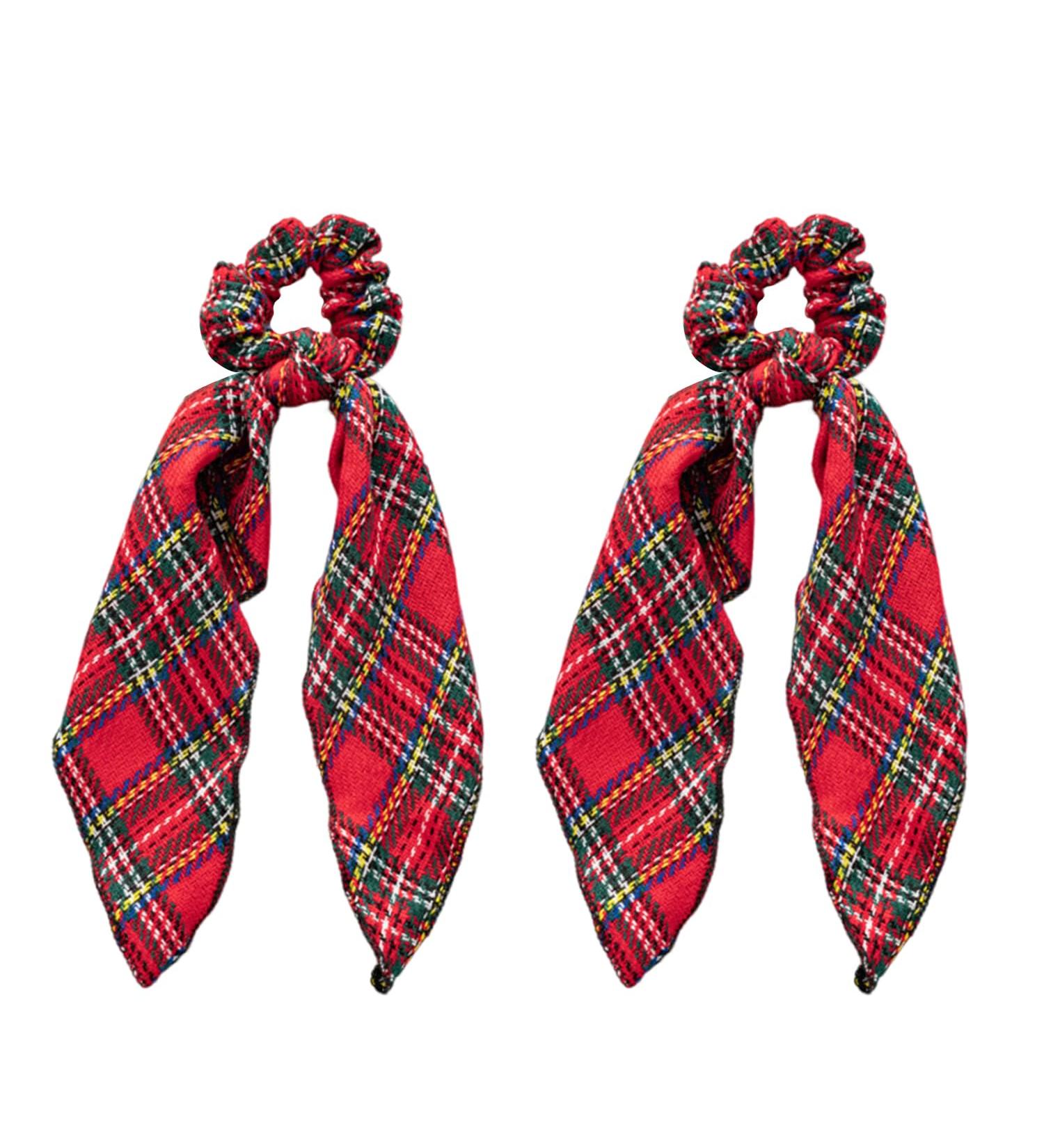 JNAWA 2Pieces Chrismas Tartan Scrunchies Plaid Elastic Hairbands Hair Scarf Scottish Bowknot Hair Scrunchies Hair Accessories for Women Girls - Buy Online on GoSupps.com