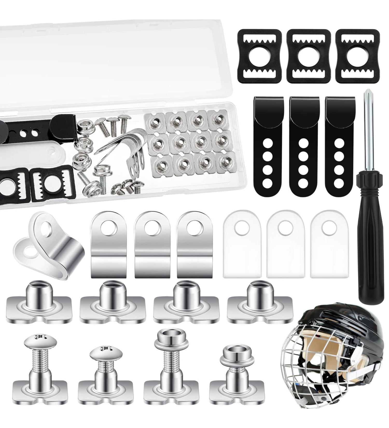 33-Pc Hockey Helmet Repair Kit w/ J Clips, Visor Clips, Rubber Gaskets & Screws - Youth & Adult Sports Accessories - Buy Online on GoSupps.com