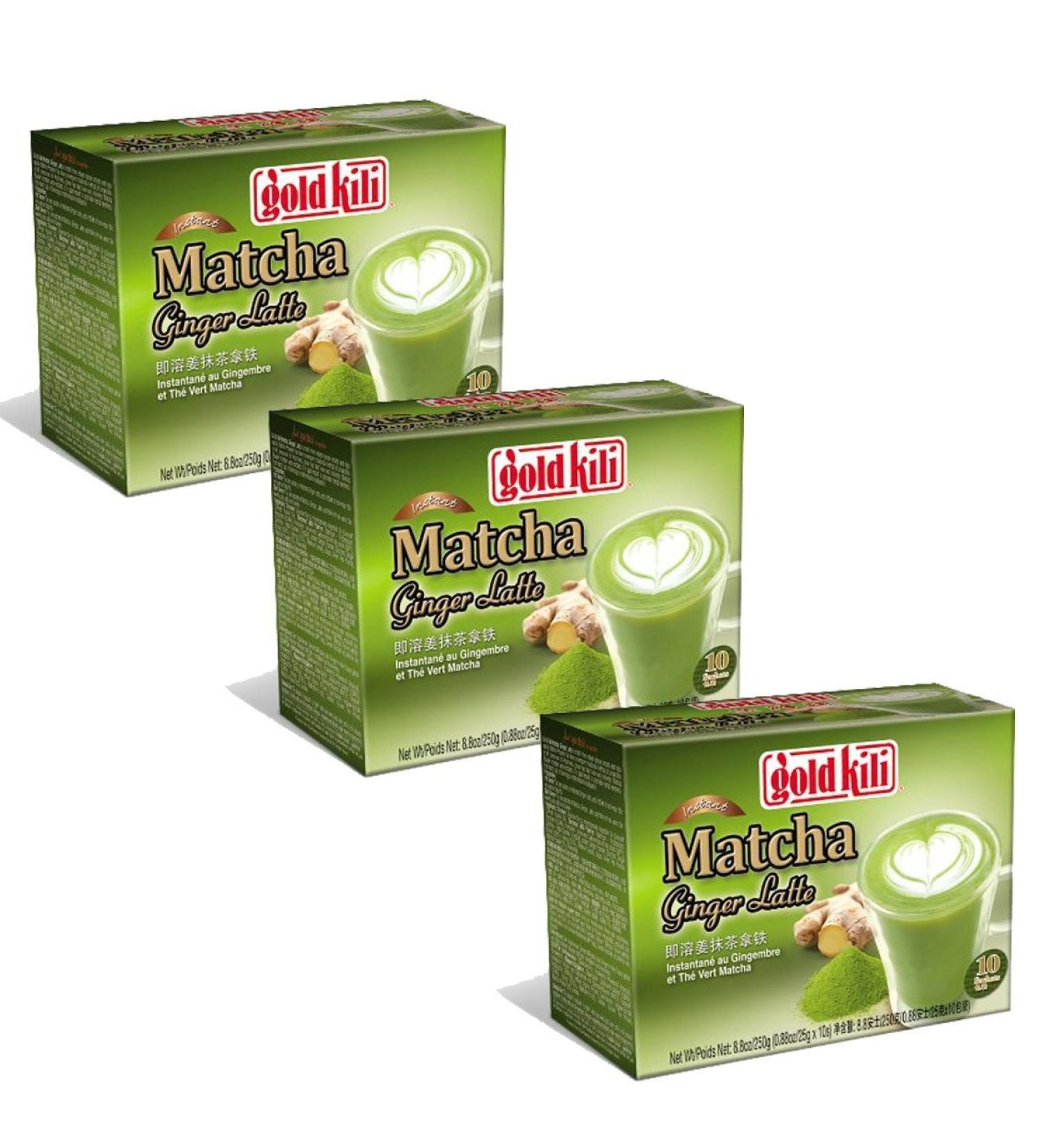 Gold Kili Instant Matcha Green Tea Ginger Latte (Pack of 3) 30 Packets by Gold Kili