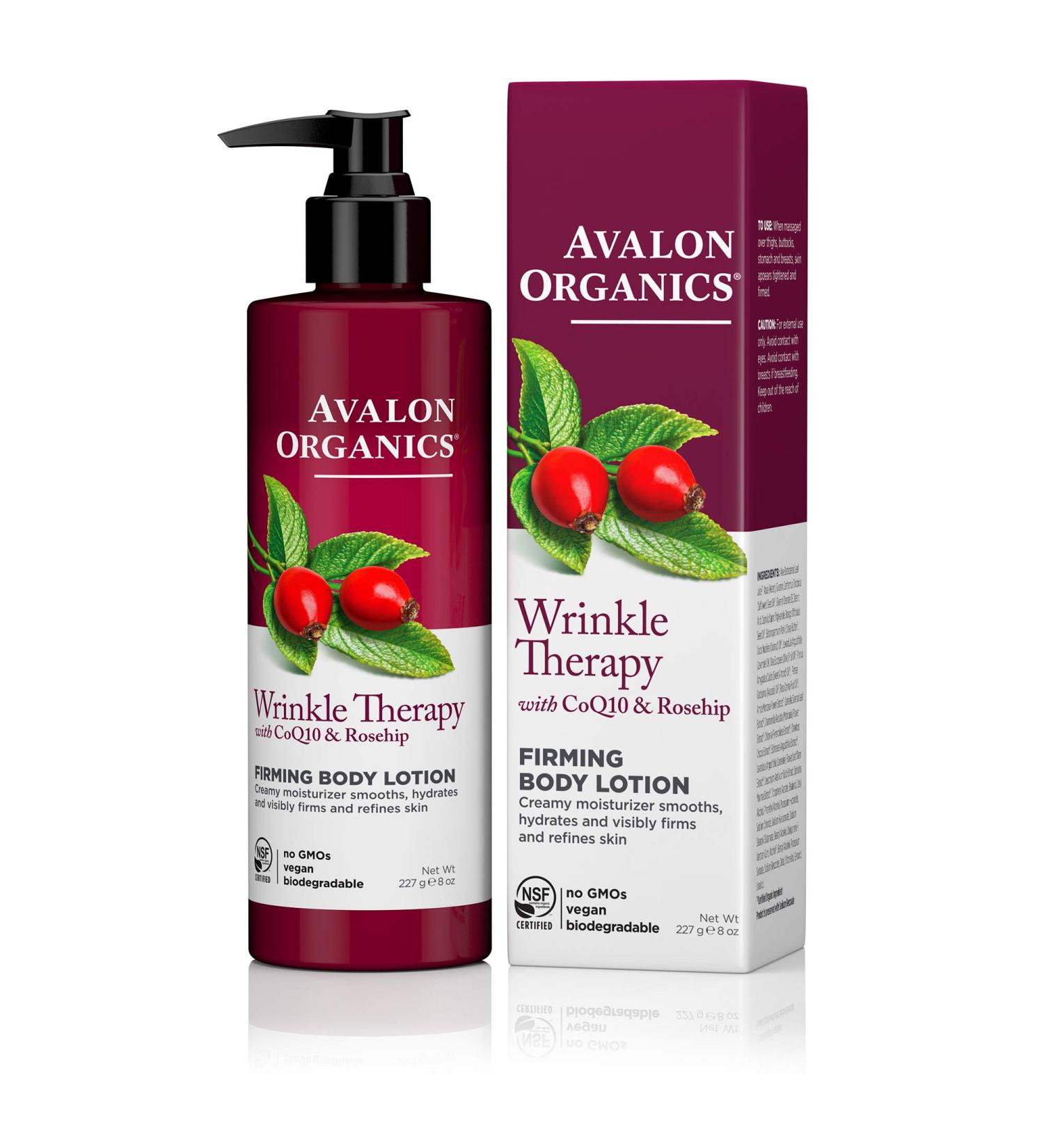 Avalon Organics Wrinkle Therapy CoQ10 & Rosehip Firming Body Lotion 8 oz - Anti-Aging & Hydrating - Buy Online on GoSupps.com