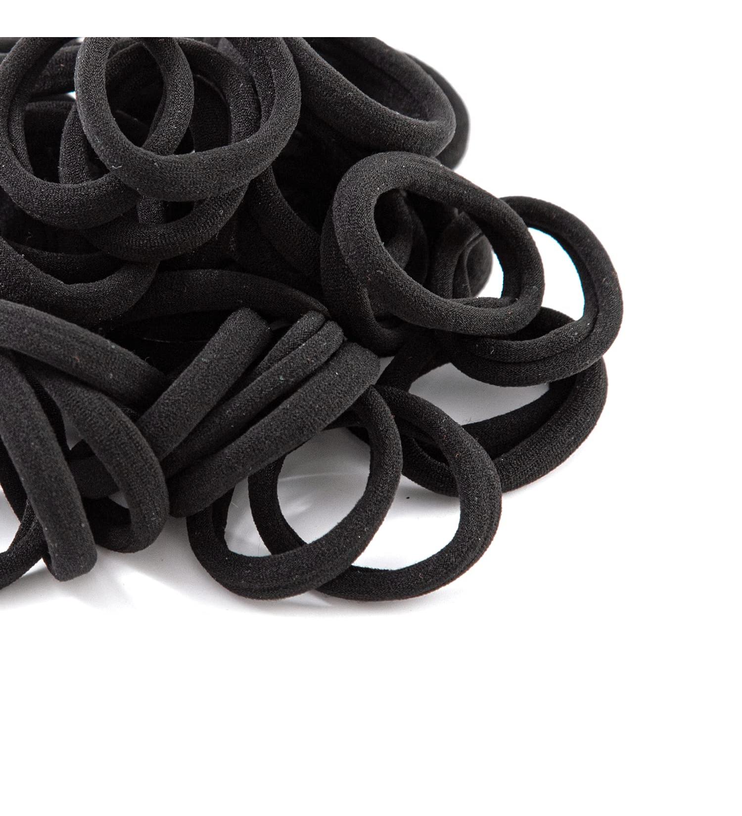 ZBORH 50PCS Black Hair Ties for Women - Seamless Elastic Ponytail Holders, No Damage for Thick Hair - Buy Online on GoSupps.com