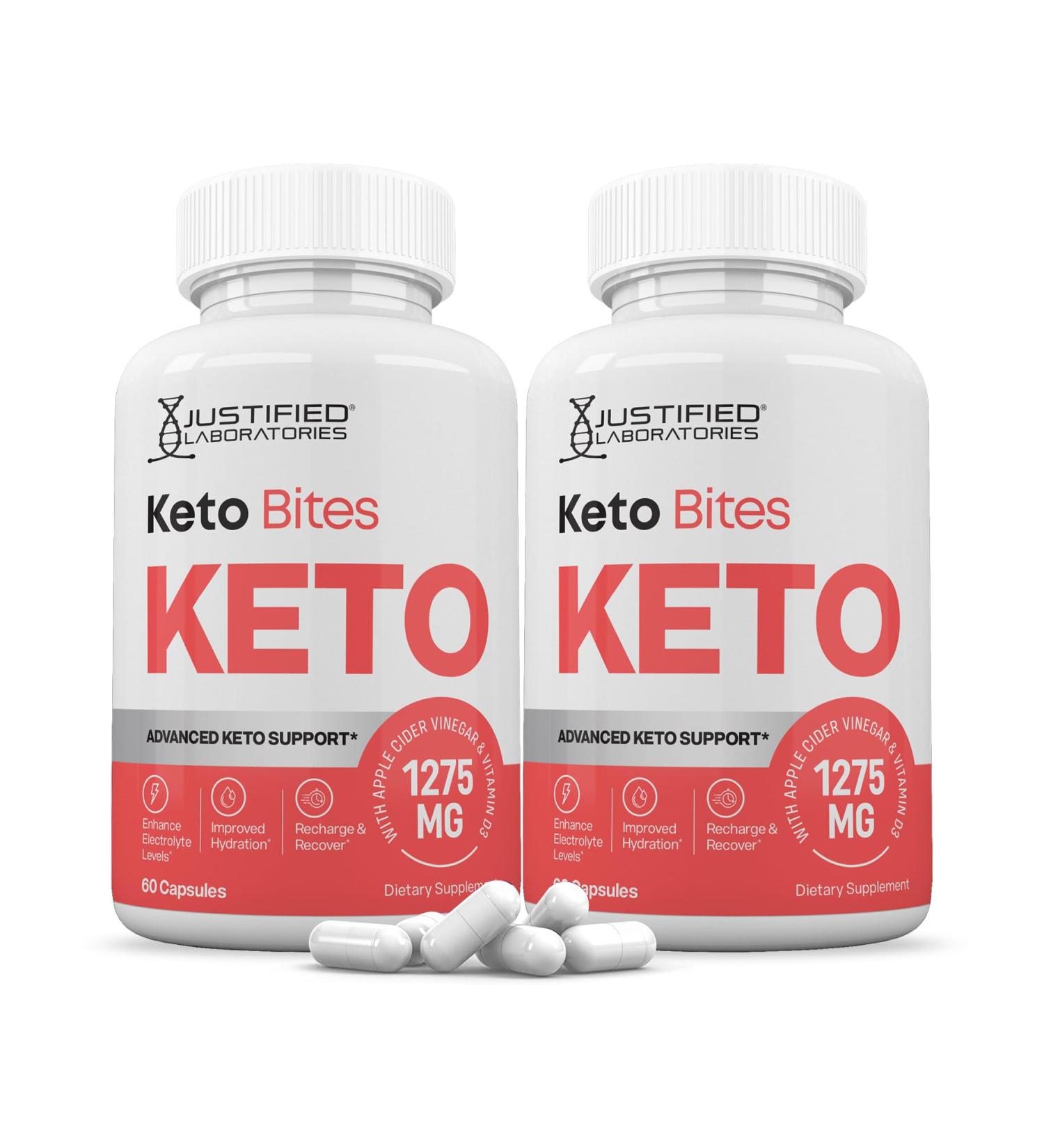 Justified Laboratories (2 Pack) Keto Bites ACV Pills 1275MG Formulated with Apple Cider Vinegar Keto Support Blend Alternative to Gummies 120 Capsules - Buy Online on GoSupps.com