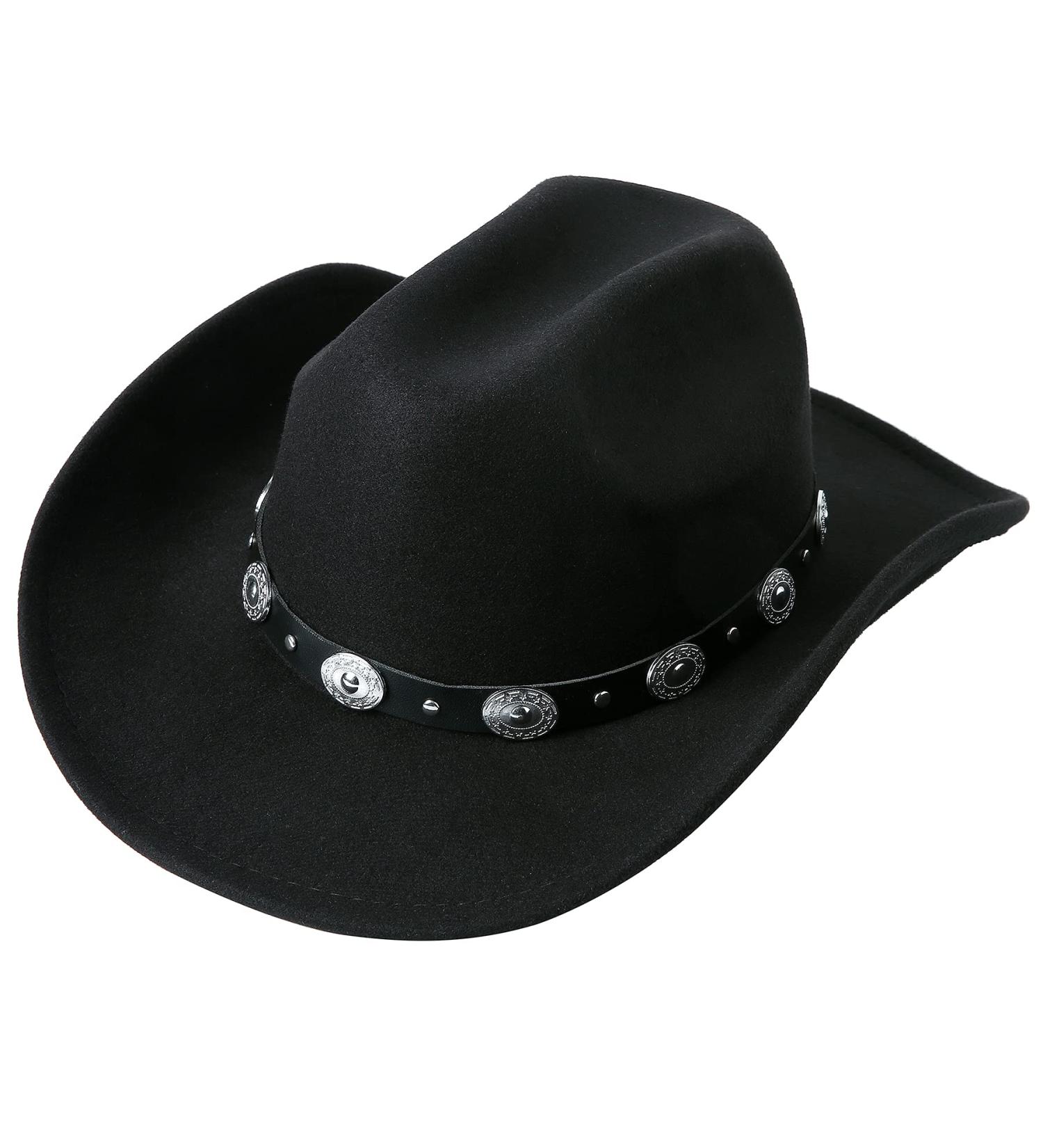 Western Cowboy Cowgirl Hat Fedora | Lanzom Outdoor Felt Wide Brim Hat - Black Medium - Buy Online on GoSupps.com