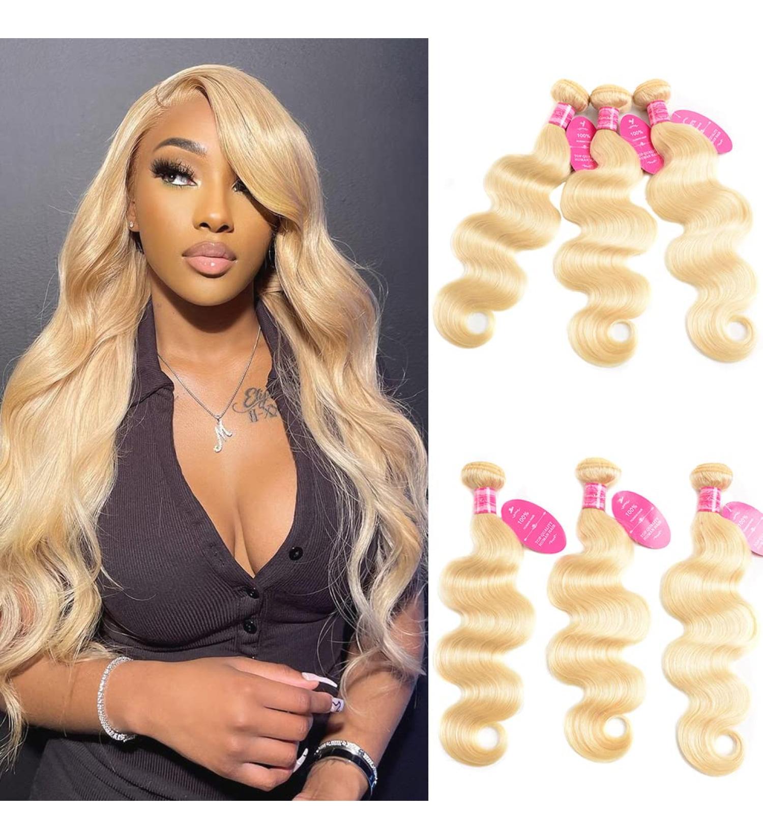 Seekomi 613 Body Wave Human Hair Bundles 18 inch Honey Blonde 3 Bundles - 10A Brazilian Virgin Hair Extensions for Black Women - Buy Online on GoSupps.com