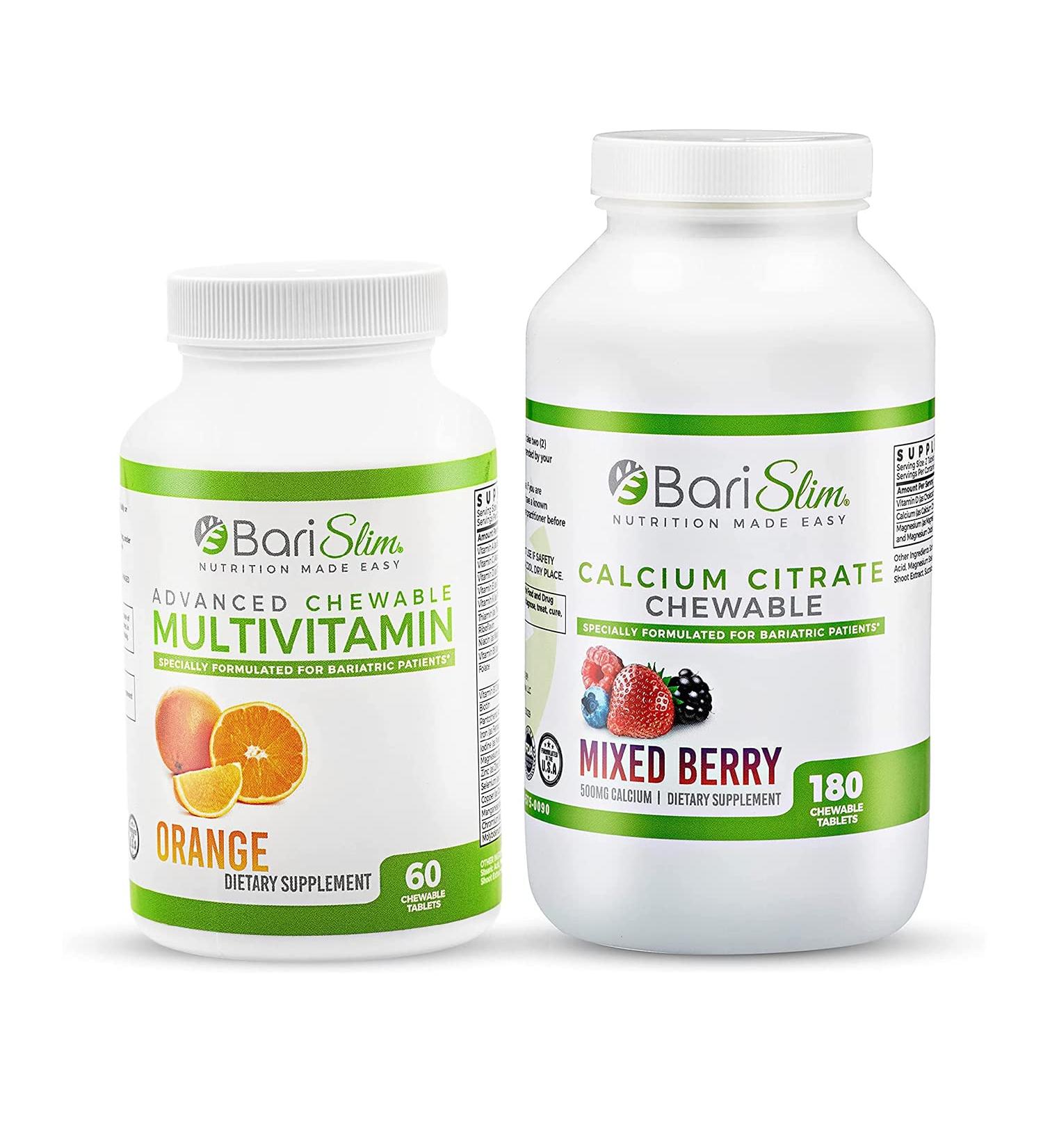 Bari Slim Bariatric Calcium Citrate & Advanced Chewable Multivitamin - Essential Post Bariatric Surgery Supplement - Buy Online on GoSupps.com