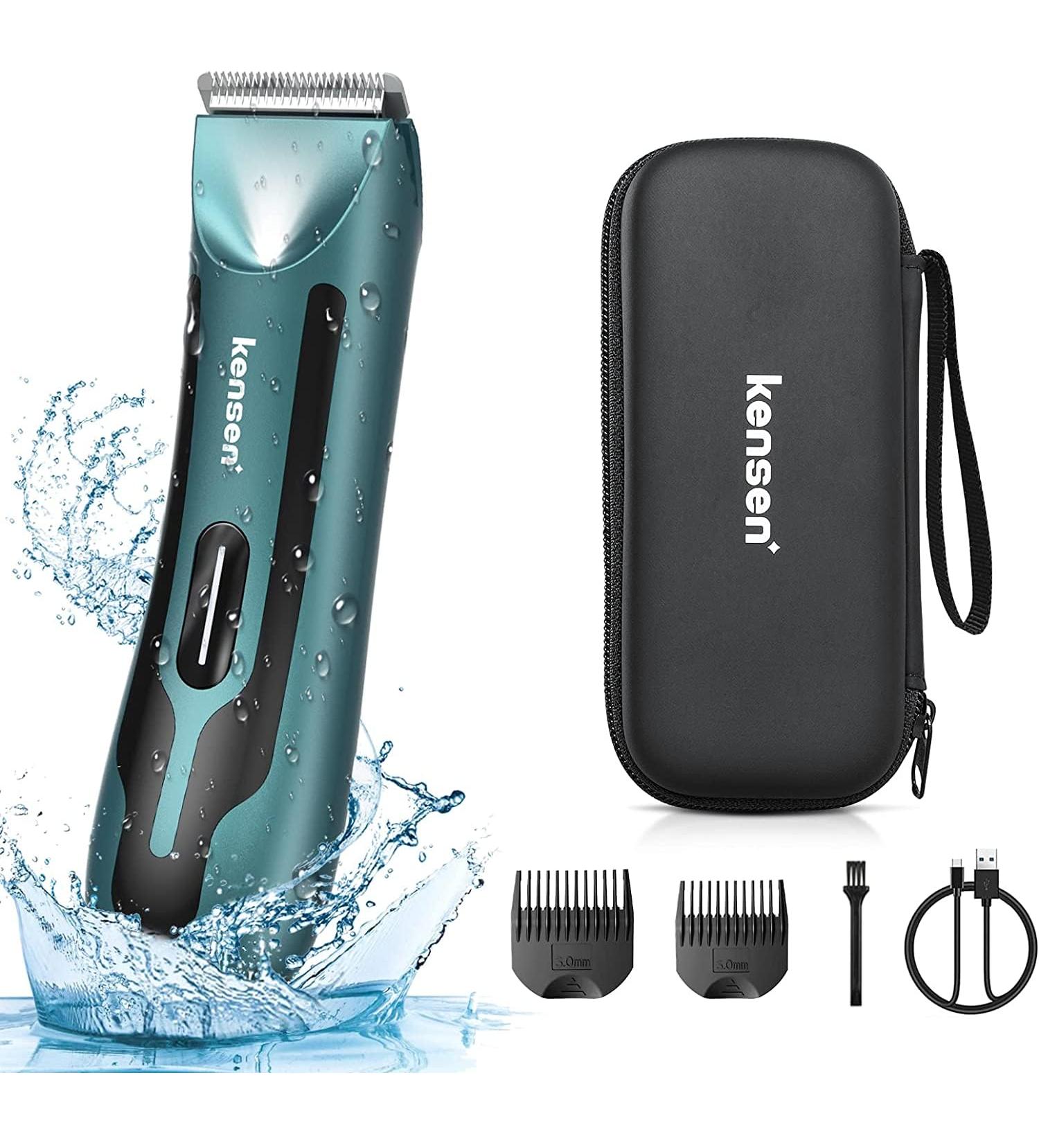 Kensen Body Hair Trimmer for Men - Wet/Dry Electric Razor for Private Parts & Pubic Hair with LED Light - Rechargeable Body Groomer - Buy Online on GoSupps.com