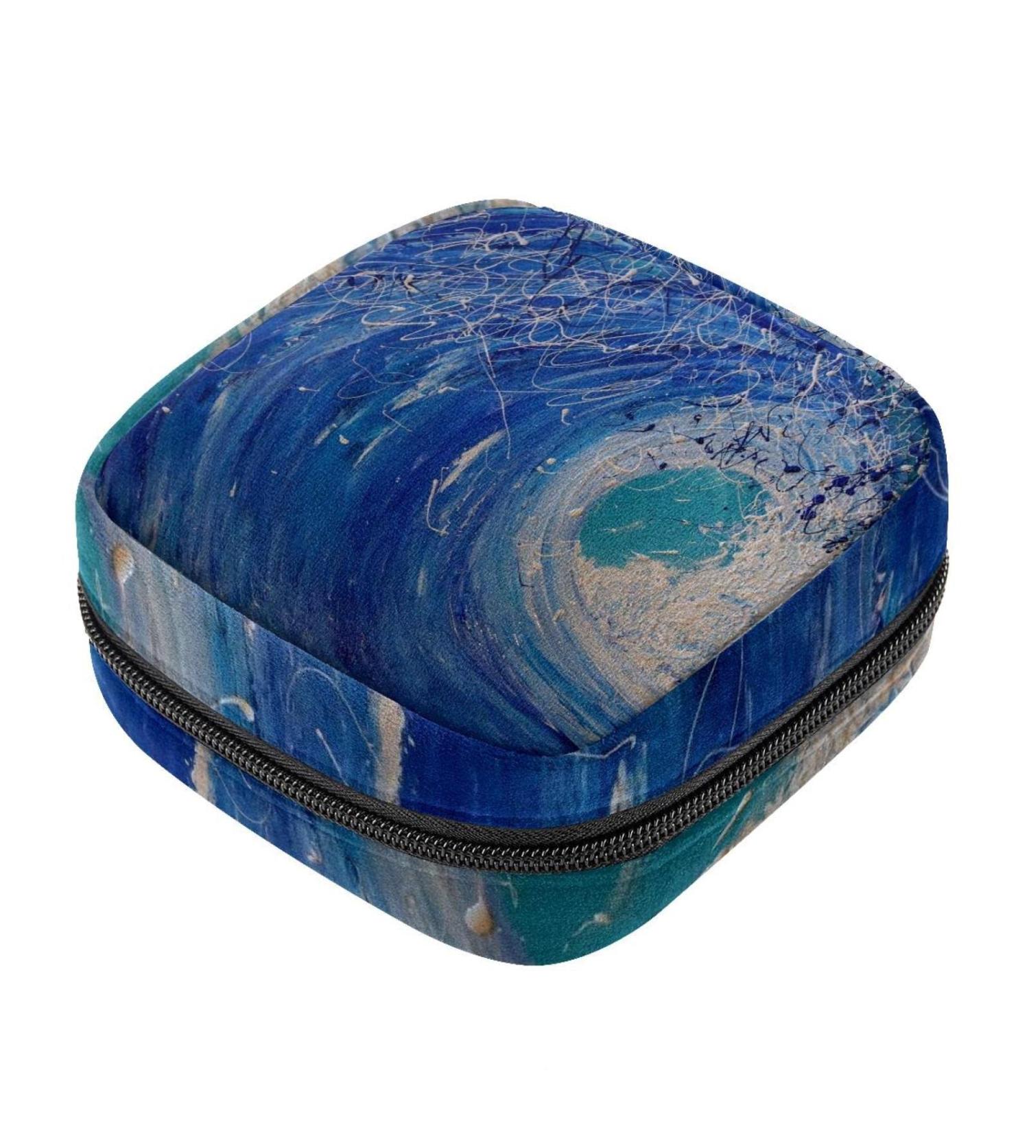 Menstrual Pad Bag with Zipper - Stylish Tampons Collection Pouch for Women & Girls - Hawaii Wave Design - Buy Online on GoSupps.com