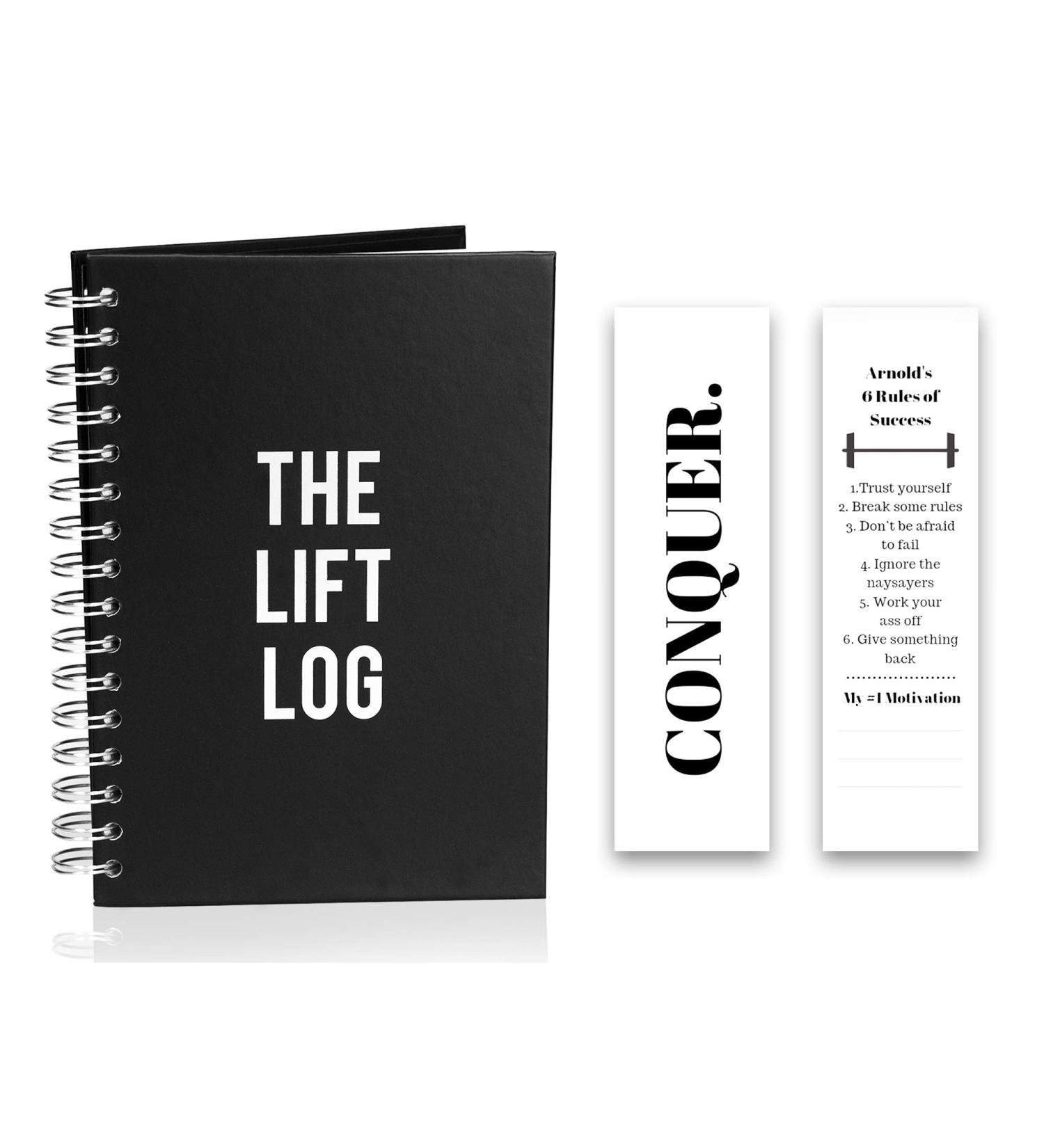 Lift Log Workout Journal - 6 Month Fitness Planner with Daily Tracking for Lifts, Cardio, Goals, Body Weight - Metal Spiral Bound Hardcover - Buy Online on GoSupps.com
