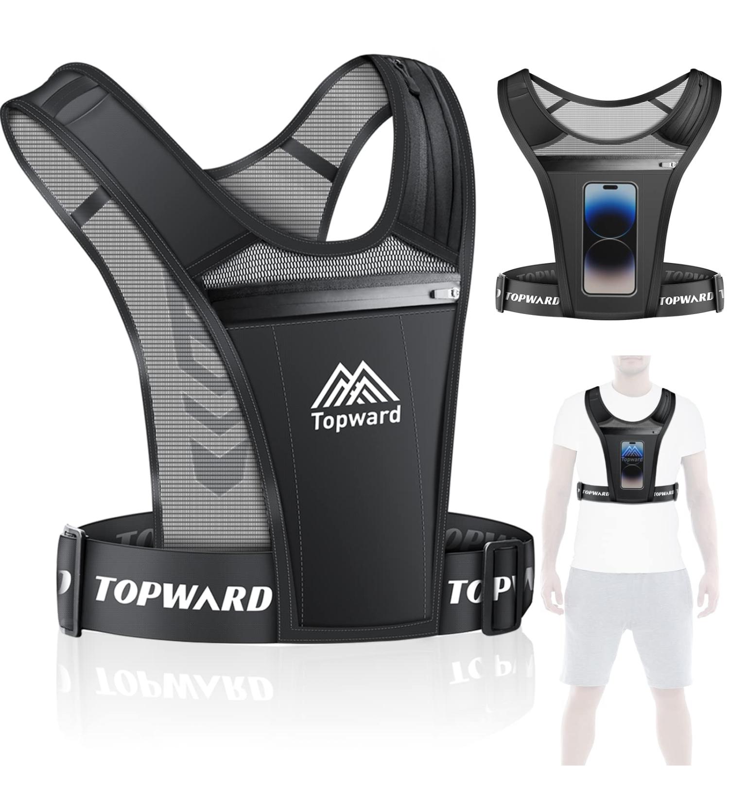 Topward Running Vest Reflective Cell Phone Bag | Waterproof Adjustable Jogging Holder for Smartphones | Men & Women Exercise & Gym Workout - Buy Online on GoSupps.com