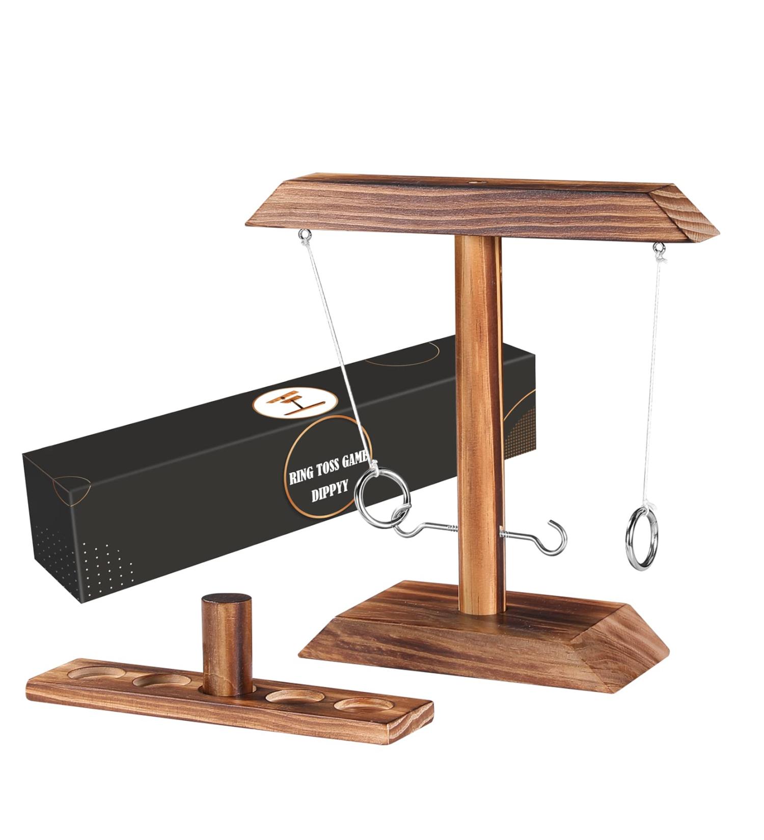 Handmade Large Ring Toss Game for Kids & Adults | Fast-Paced Interactive Hook & Ring Game with Shot Leader | 2 Player Wooden Swing Game for Indoor & Outdoor Fun - Buy Online on GoSupps.com