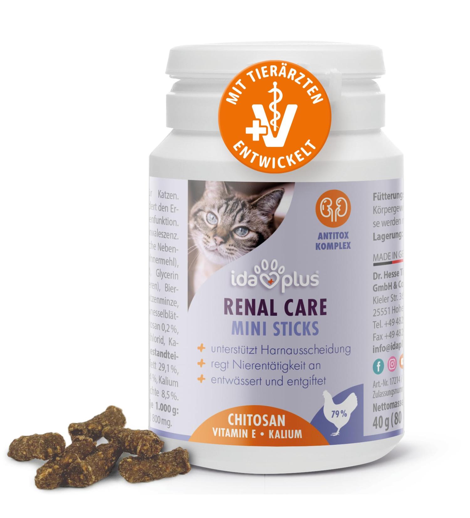 Ida Plus Renal Care Mini Sticks for Cats - Supports Kidney Health & Urine Excretion - 80 pcs - Phosphate & Uremic Toxin Control - Buy Online on GoSupps.com