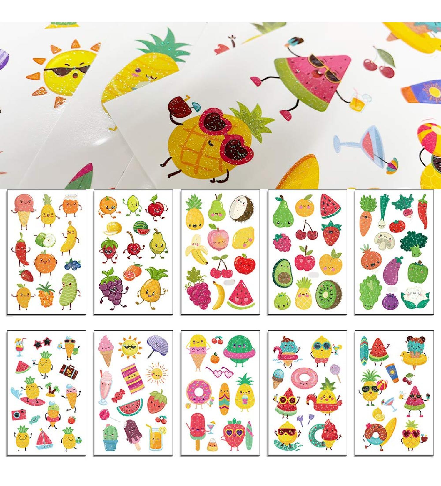 Glitter Cartoon Fruits Temporary Tattoo Stickers for Kids - Birthday Party Favor Supplies - Buy Online on GoSupps.com