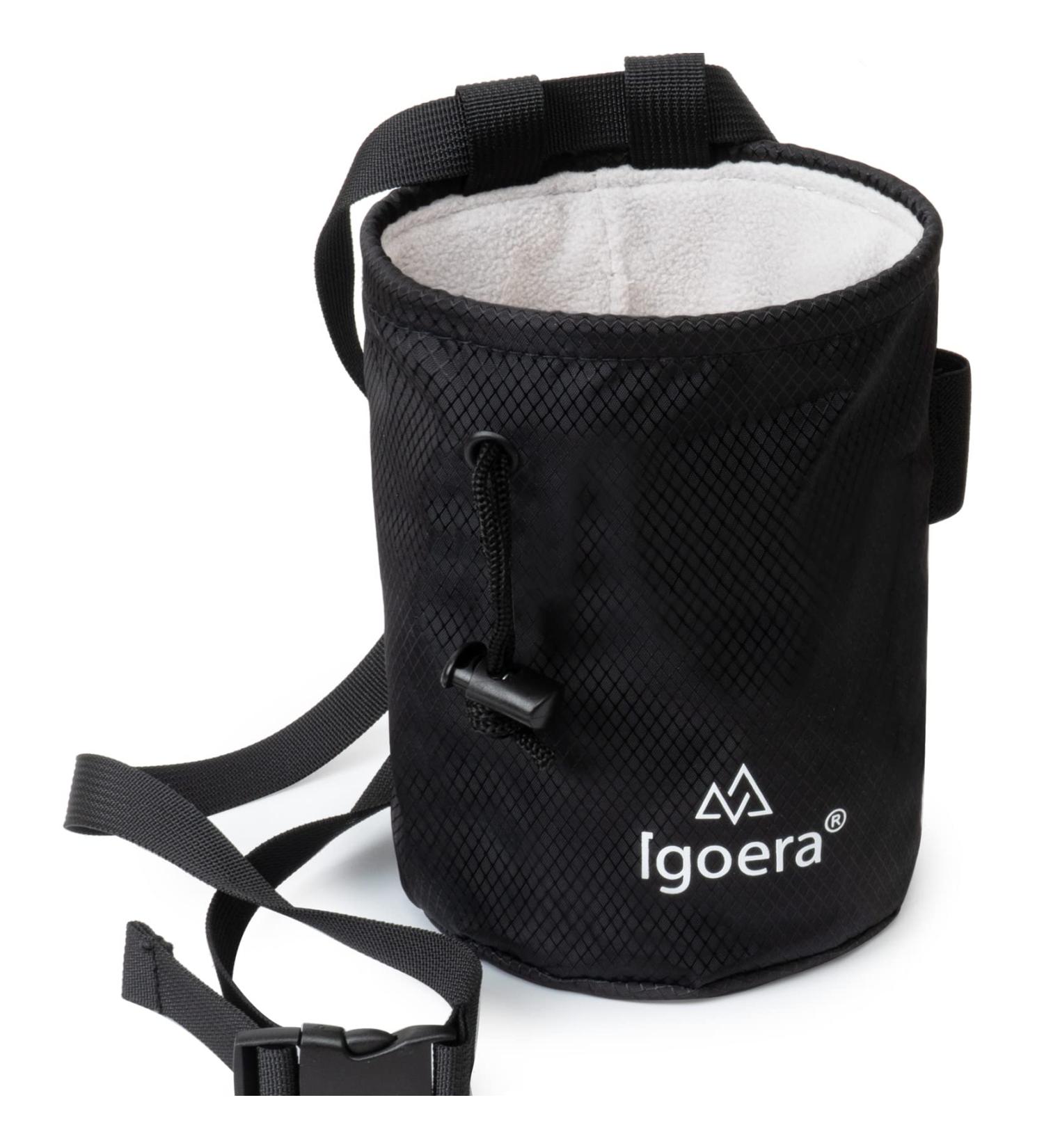 Igoera Chalk Bag for Climbing & Bouldering - Robust Dustproof Adjustable Fastening Belt Enhanced Grip & Safety - Black - Buy Online on GoSupps.com