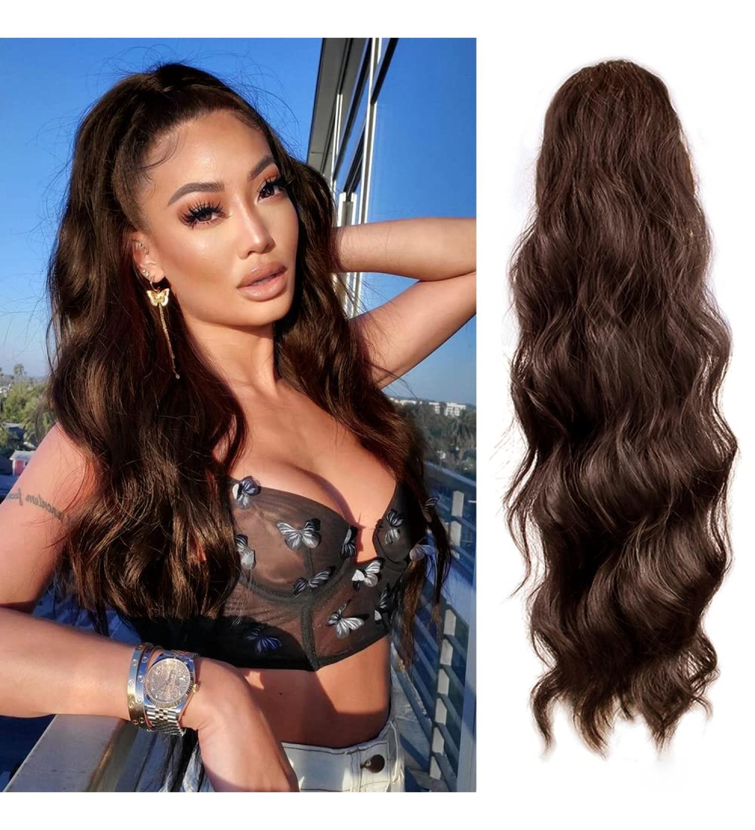 KETHBE Long Wavy Ponytail Extension for Black Women - Heat Resistant Clip-In (8#) - Buy Online on GoSupps.com