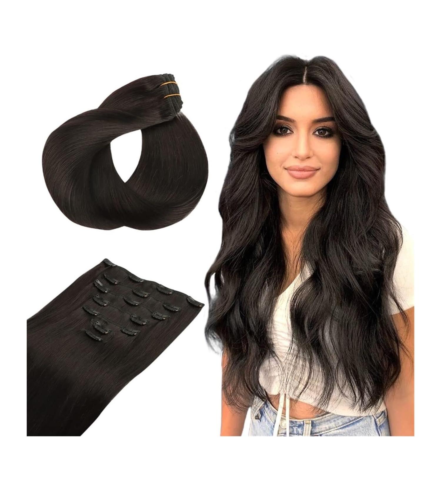 Hair Extensions Clip in Human Hair Extensions Smooth Straight Human Hair Extension Hair Clips Natural Hairpiece for Women Hair Pieces(2 14inch(35cm)) 14inch(35cm) 2 - Buy Online on GoSupps.com