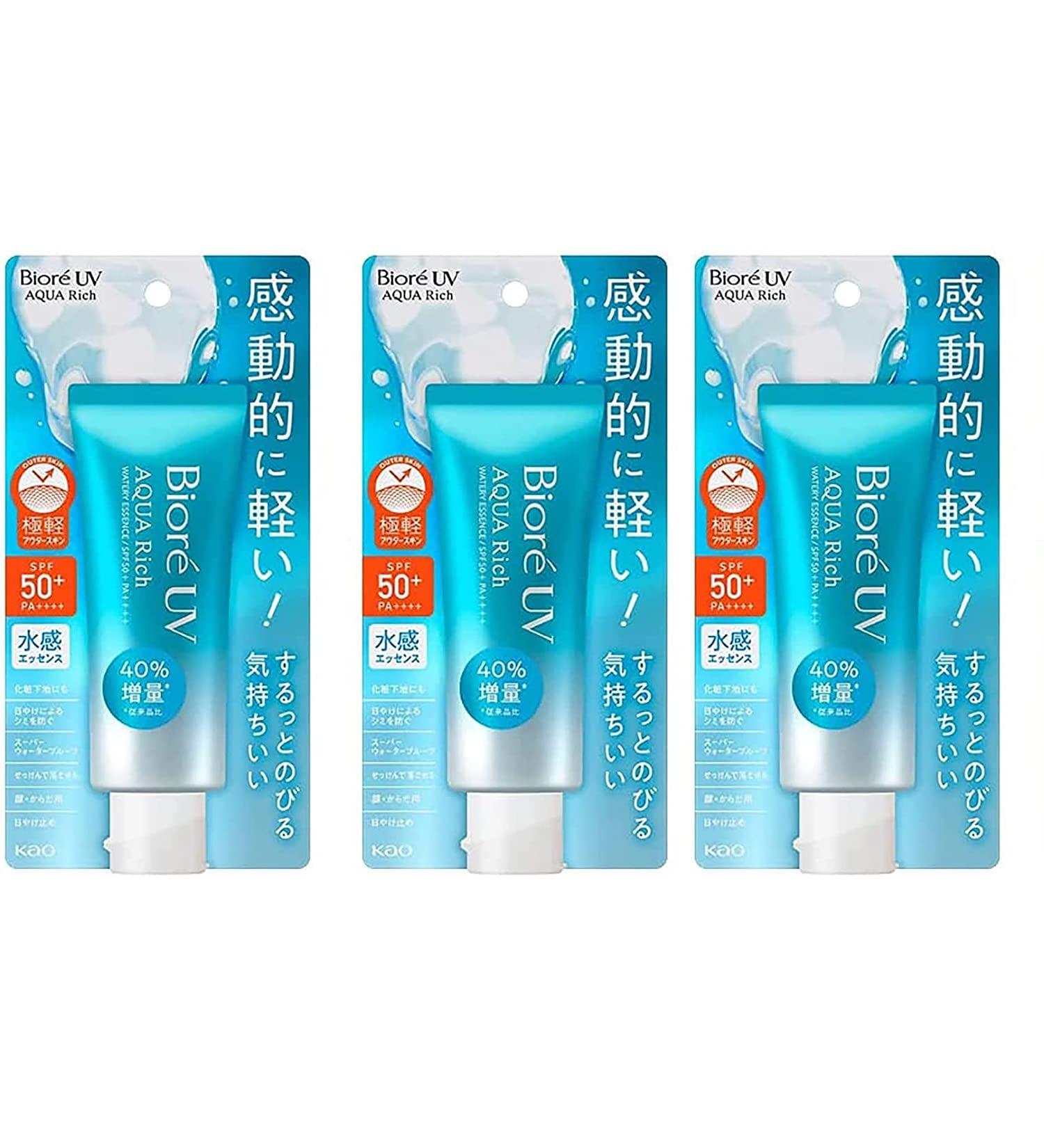 KAO Biore UV Aqua Rich Watery Essence 2019 SPF50+ PA++++ Pack of 3 SPF 50+ 1 count (Pack of 3) - Buy Online on GoSupps.com