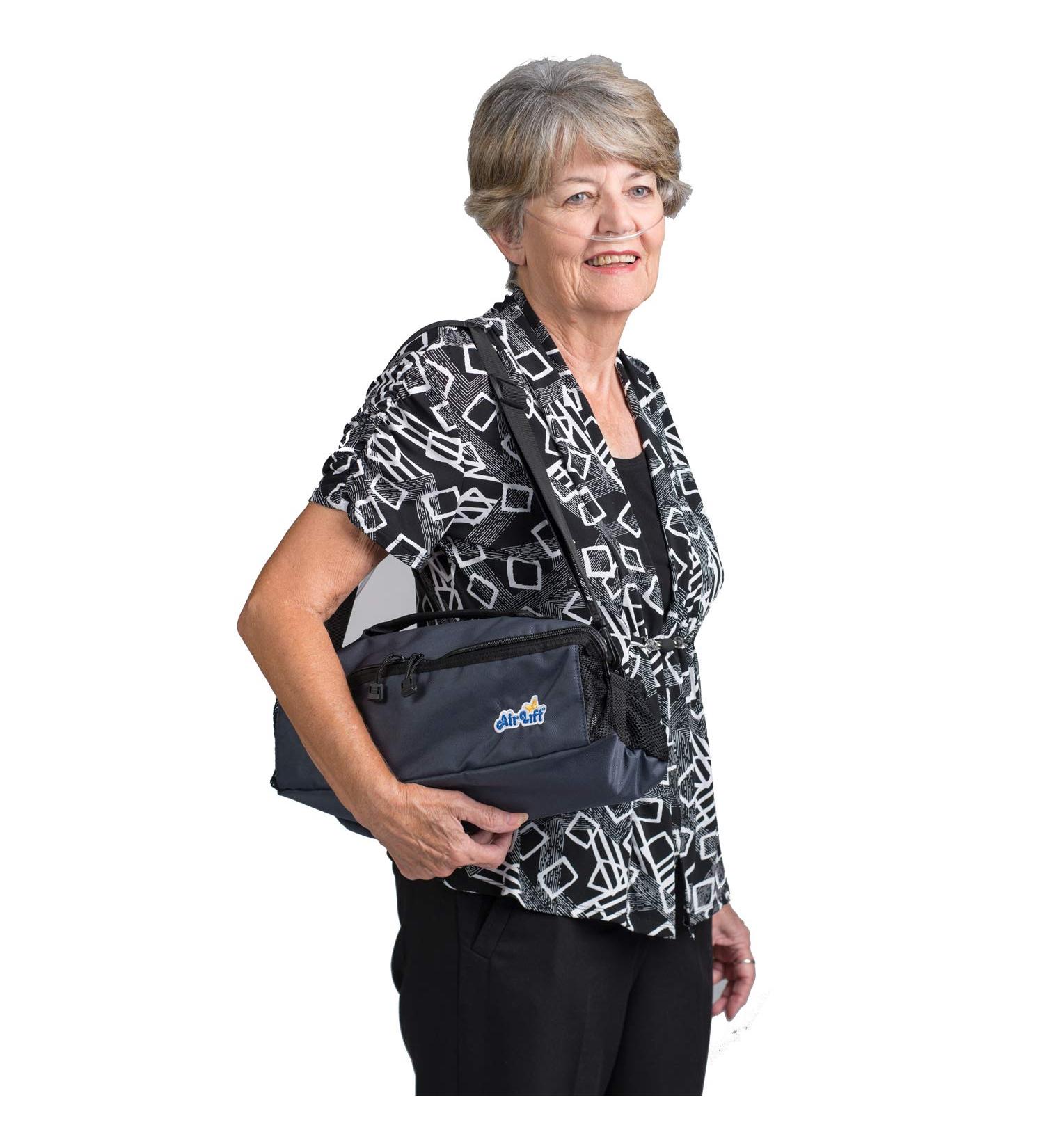 Roscoe Medical Portable Oxygen Cylinder Carrier - Camera-Style Horizontal Shoulder Bag for Carrying M6, C/M9 or B Oxygen Cylinders, Navy Blue (49N)