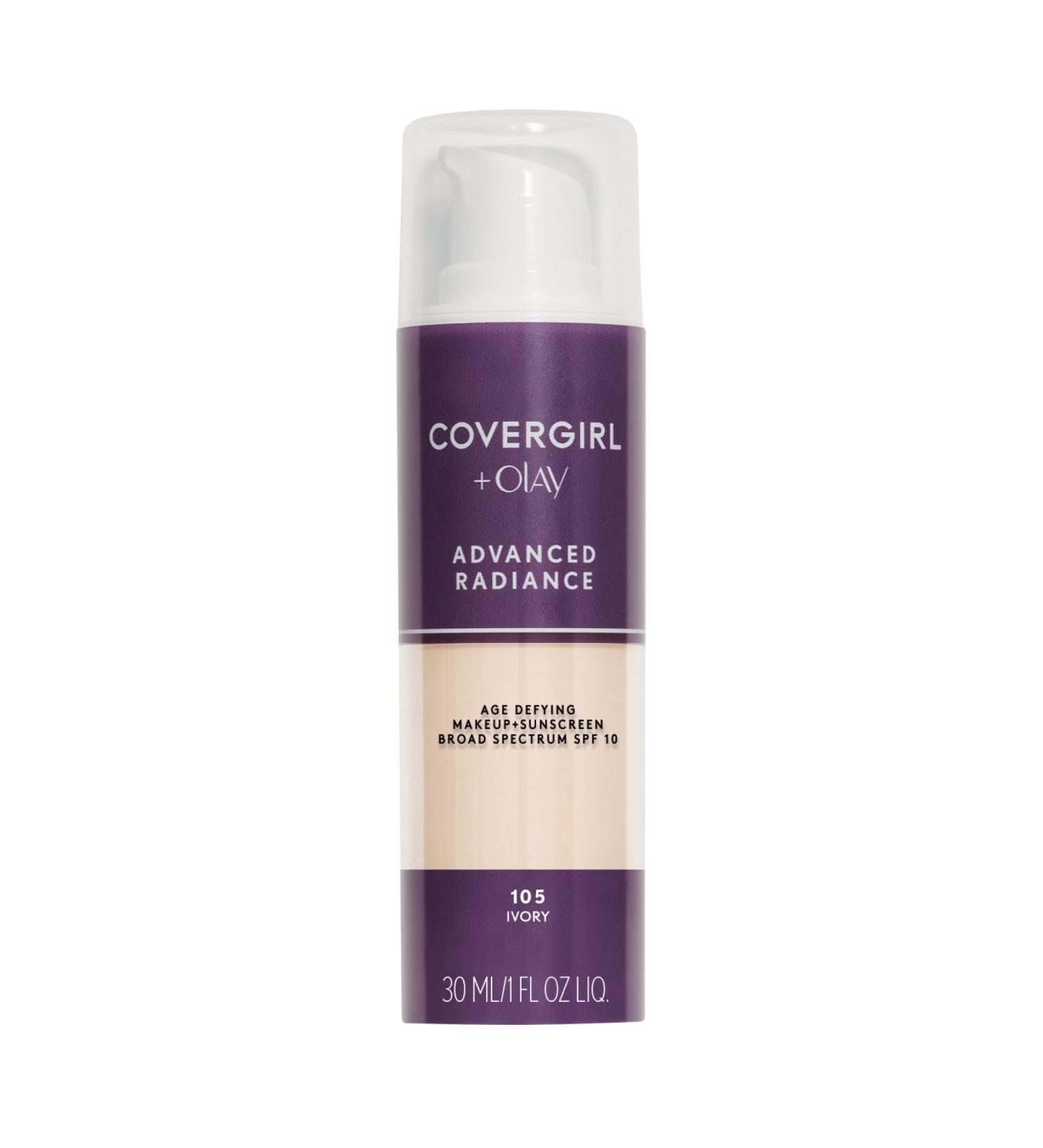 COVERGIRL Advanced Radiance Age Defying Foundation  Liquid Foundation  1.0 Fl Oz  Anti-Aging Foundation  Foundation for Wrinkles  Cruelty-Free Foundation  Age-Defying Formula  Buildable Coverage