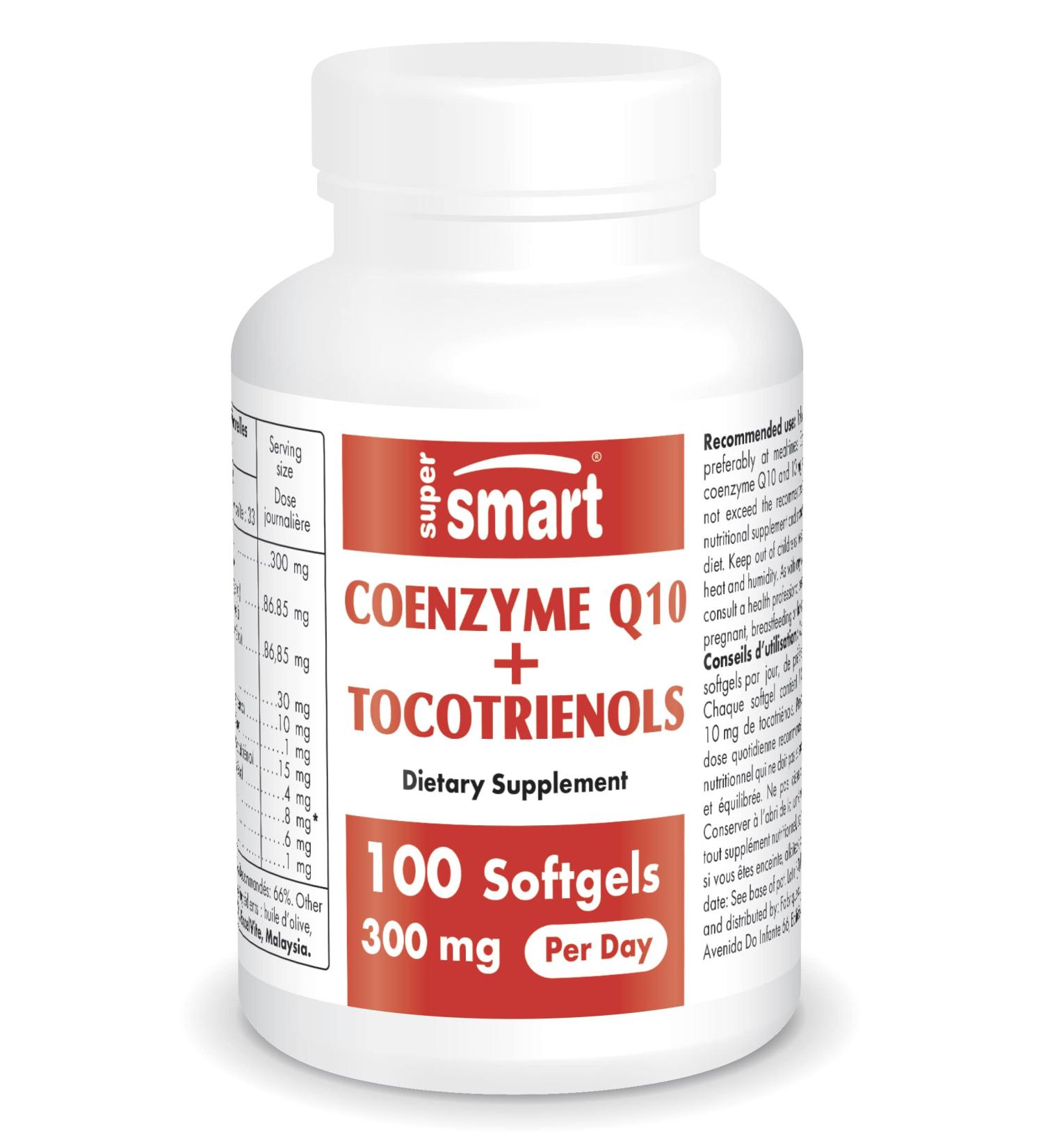 COQ10 + Tocotrienole 300 mg - Vegan Heart Health Supplement - Supports Blood Circulation & Strong Antioxidants - Gluten-Free | Supersmart - Buy Online on GoSupps.com