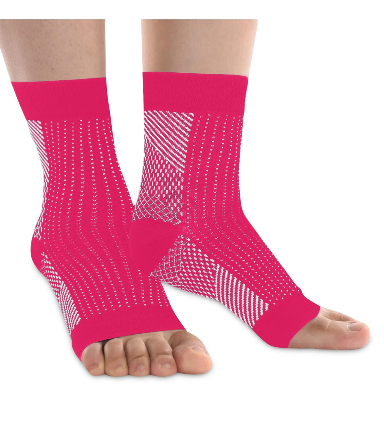 Compression Plantar Fasciitis Socks - Ankle Sleeve for Heel Pain Relief | Men's & Women's Support (Pink Large - Buy Online on GoSupps.com