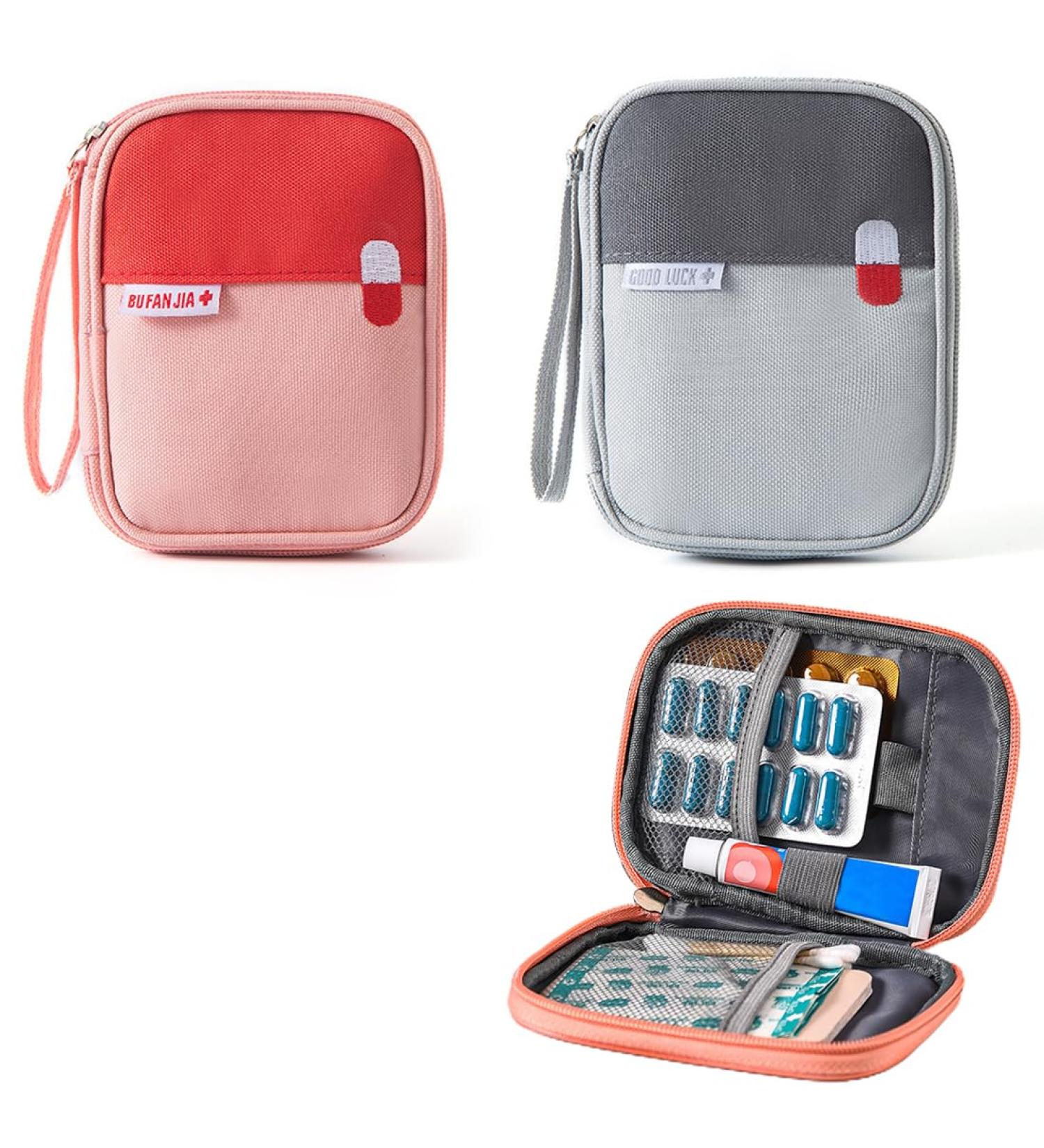 Buy XPEX Mini Travel Pharmacy Bag - Waterproof First Aid & Medication Case - Portable Emergency Bag for Home & Camping (Gray Pink) - Buy Online on GoSupps.com