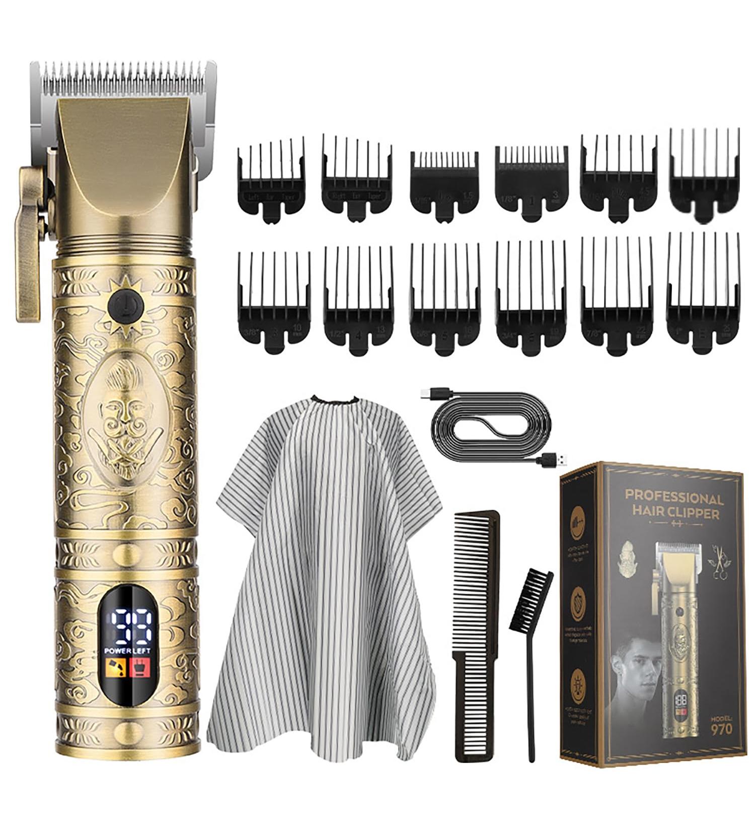 Roziapro Professional Hair Clippers Cordless Beard Trimmer for Men Zero Gapped T-Blade Trimmer USB Rechargeable Haircut Kit (Golden) - Buy Online on GoSupps.com