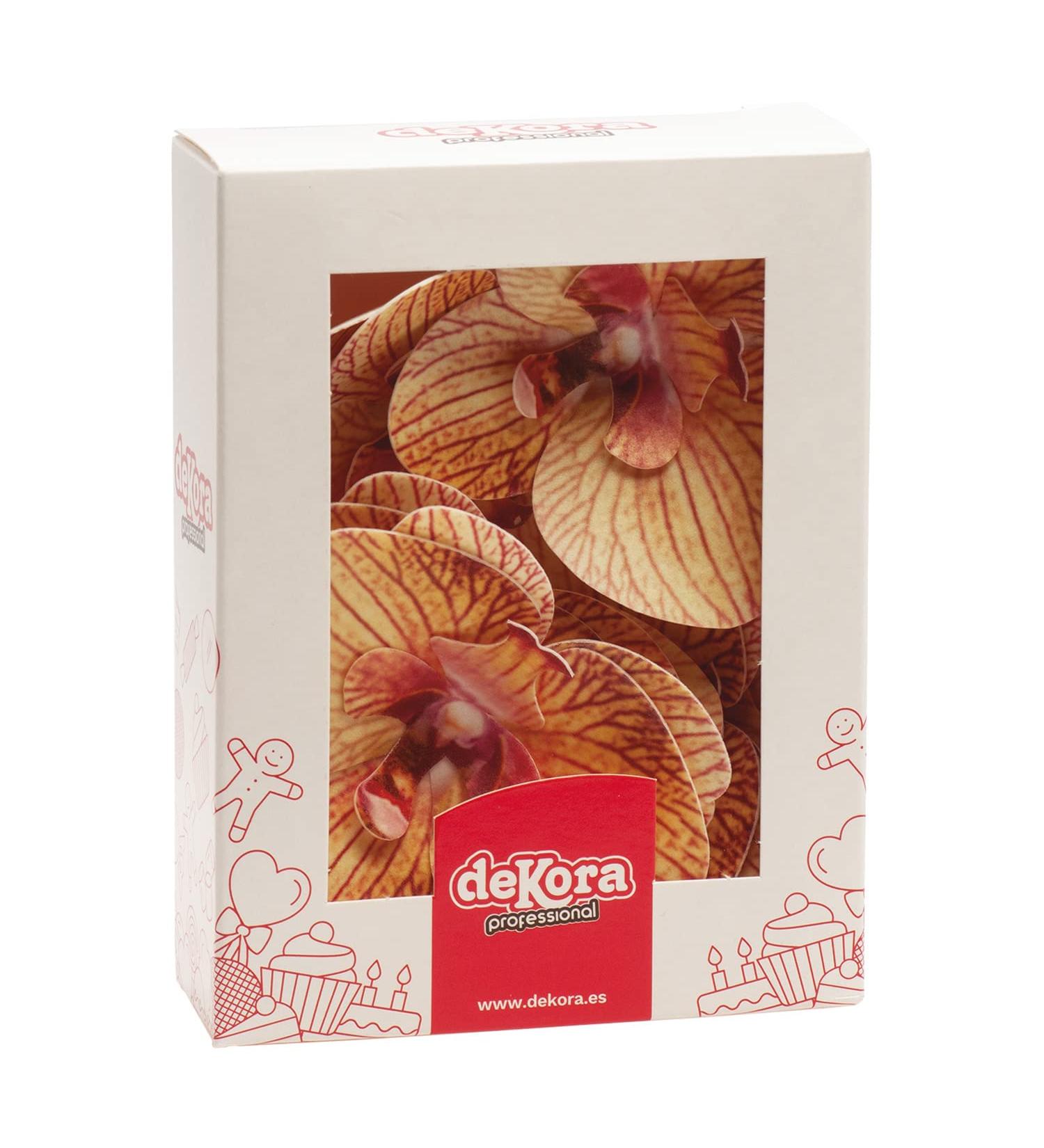 Edible Orchid Cake Decoration - 10 Yellow Edible Flowers for Wafer Cakes (7.5-8.5 cm) | International Shipping Available - Buy Online on GoSupps.com