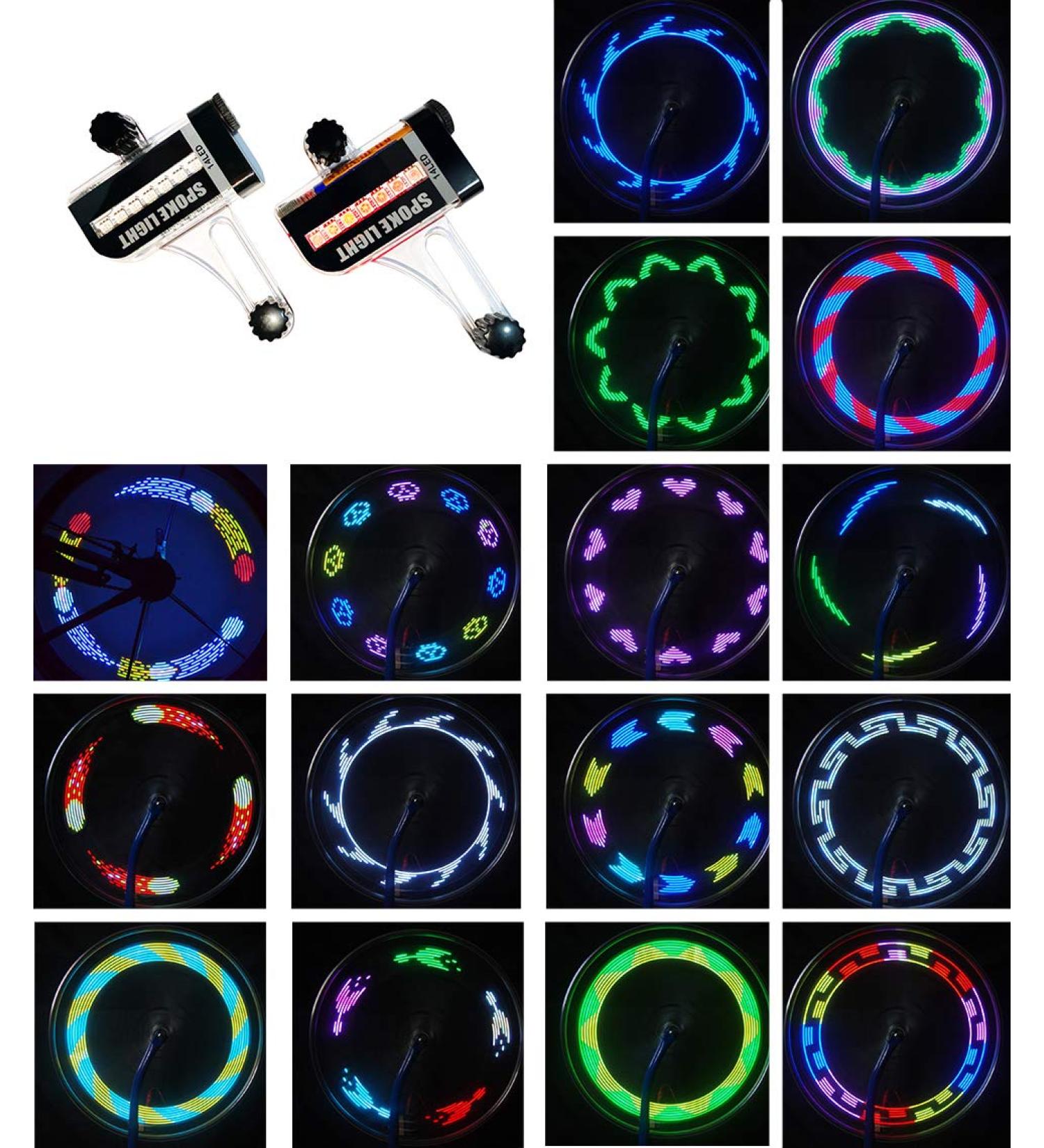 Singsinghome Bike Wheel Lights - 14 LED Waterproof Spoke Light | Cycling Decoration & Safety Tire Light | 30 Patterns & Changing Colors | Auto On/Off | 2 Pack - Buy Online on GoSupps.com