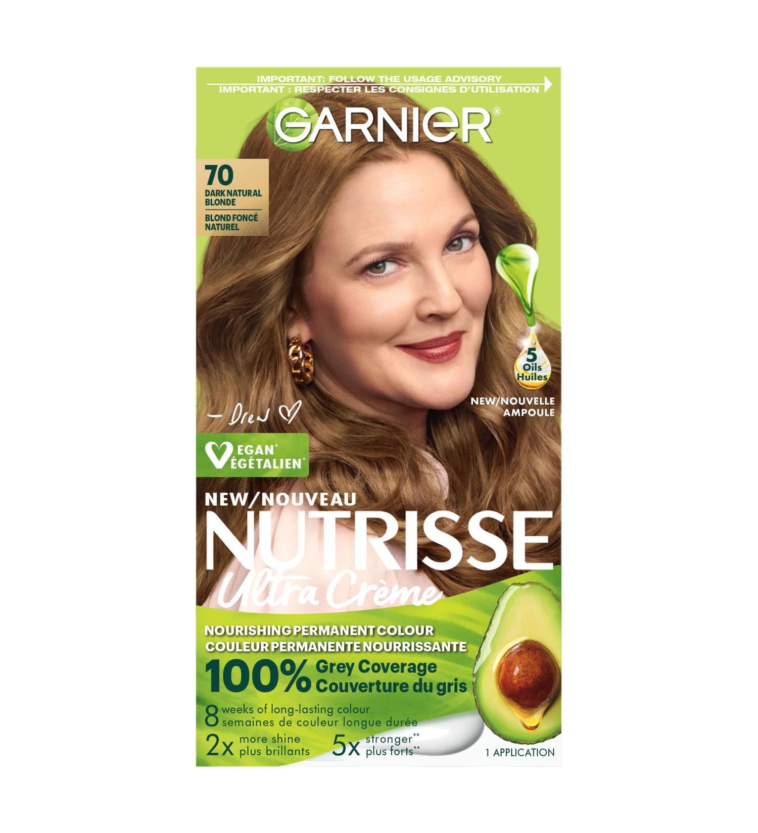 Garnier Nutrisse Ultra Cr me Permanent Hair Dye 100% Grey Coverage Vegan Formula Nourished Hair Long-Lasting Rich Colour 70 Dark Natural Blonde 1 Application Packaging May Vary BLONDE SHADES 70 Natural Blonde - Buy Online on GoSupps.com