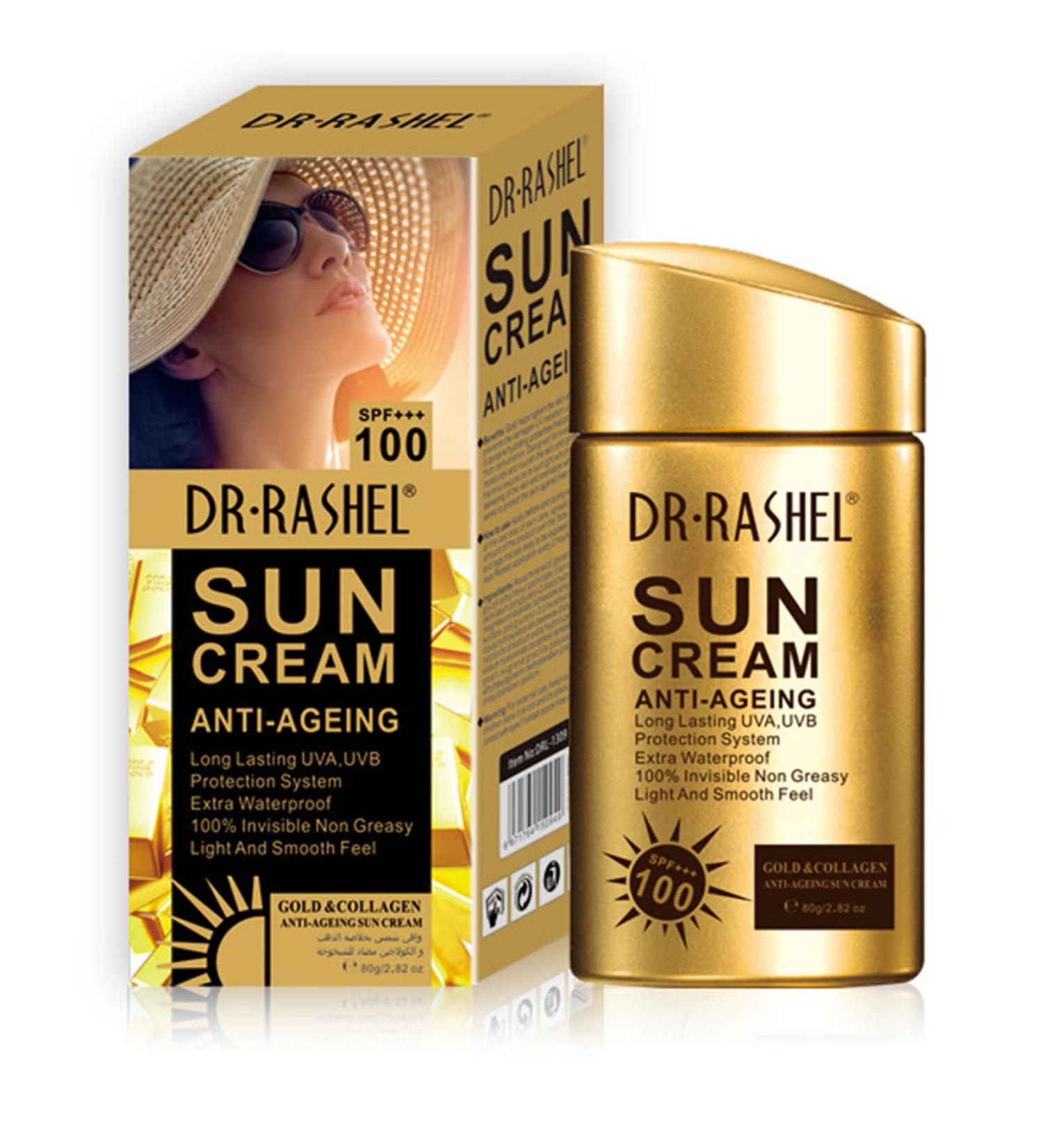 Dr Rashel Anti Aging Sunscreen SPF 100 - Waterproof Non-Greasy Face & Body Lotion Ideal Beach Essential for Women Lightweight Moisturizing Sun Cream - Buy Online on GoSupps.com