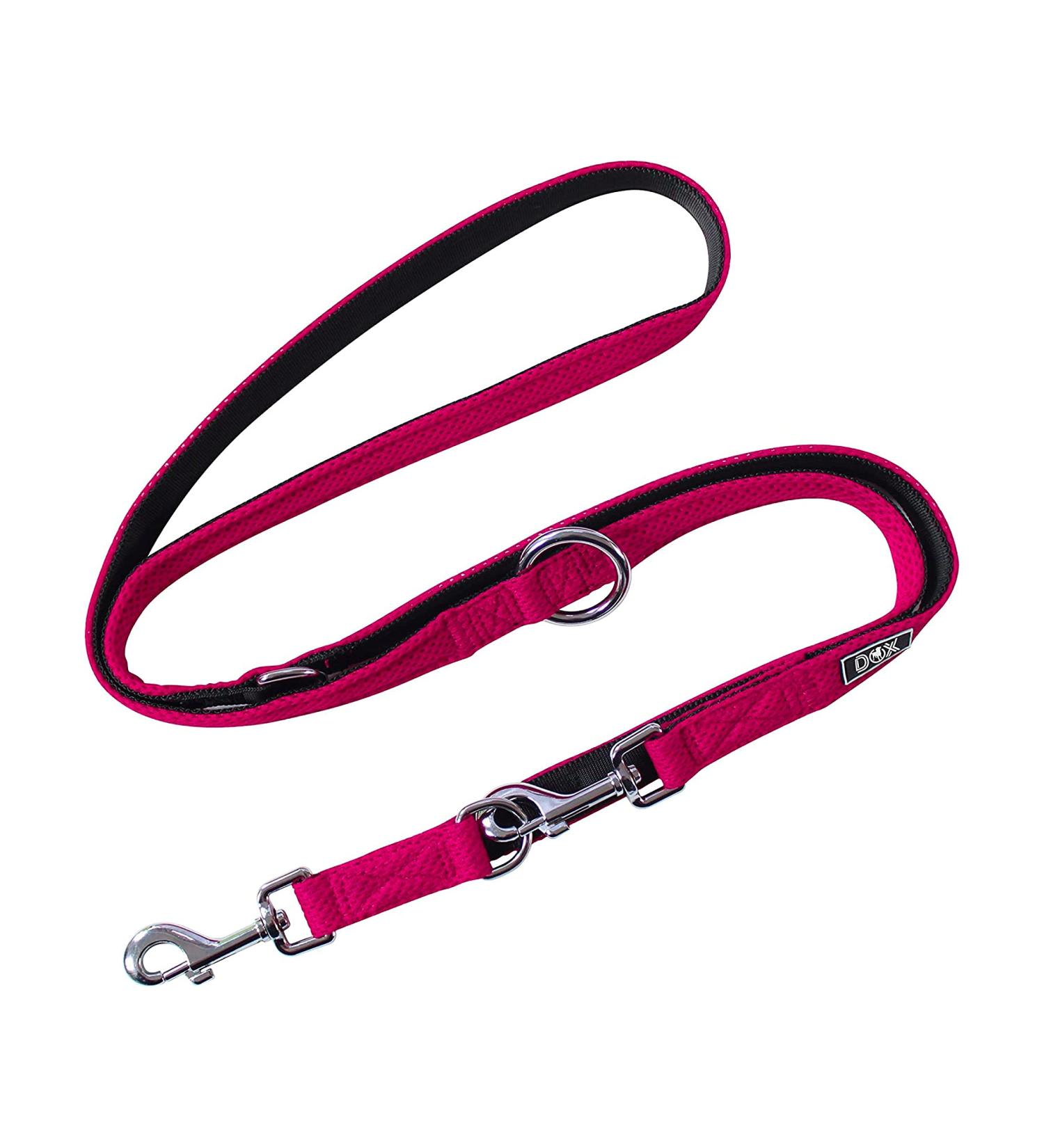 DDOXX Airmesh Dog Leash - 2m 3-Way Adjustable for All Dog Sizes - S (Pink) - Durable & Comfortable Pet Leash - Buy Online on GoSupps.com
