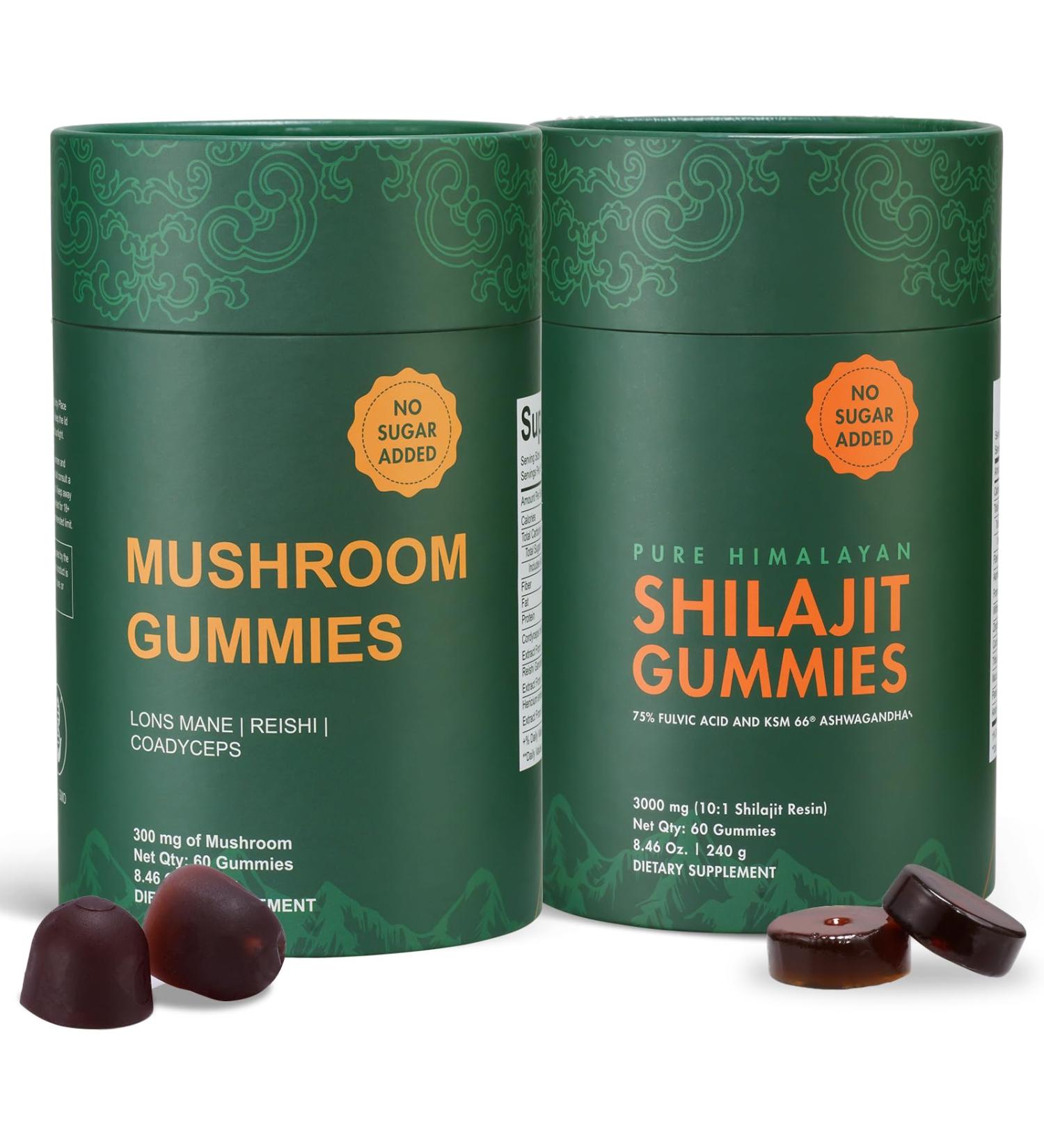 Xuore Bundle of Himalayan shilajit &Mushroom Gummies Supplement 3000 mg shilajit Lions Mane Reishi Cordyceps no Added Sugar lab Tested 75%+ fulvic Acid 92+ Minerals One Supplement(1 Package). - Buy Online on GoSupps.com
