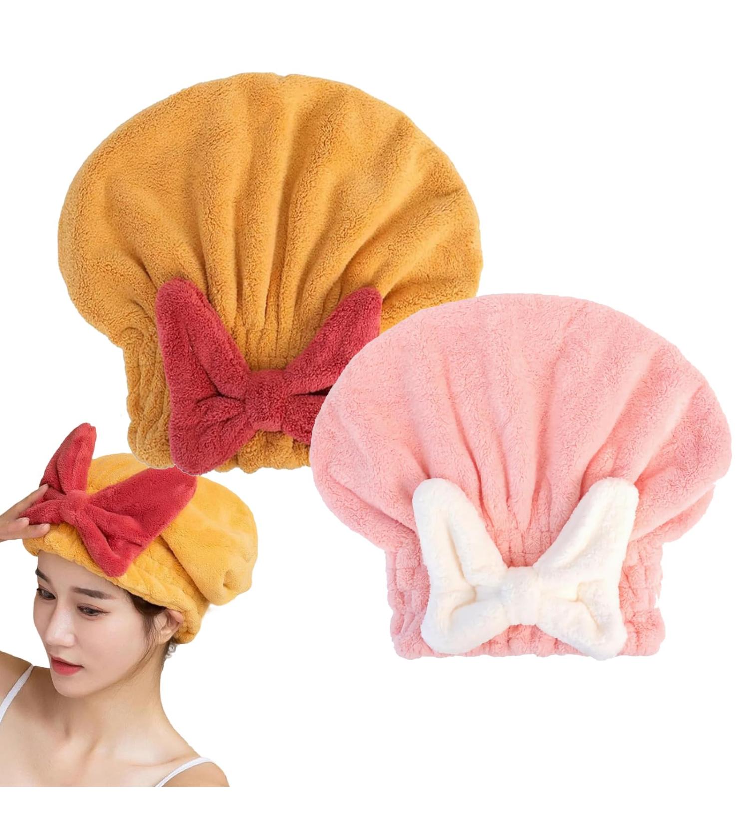 Super Absorbent Microfiber Hair Towel Wrap | Reduce Frizz & Dry Hair Fast | Bow Tie Design for Wet Hair - Buy Online on GoSupps.com