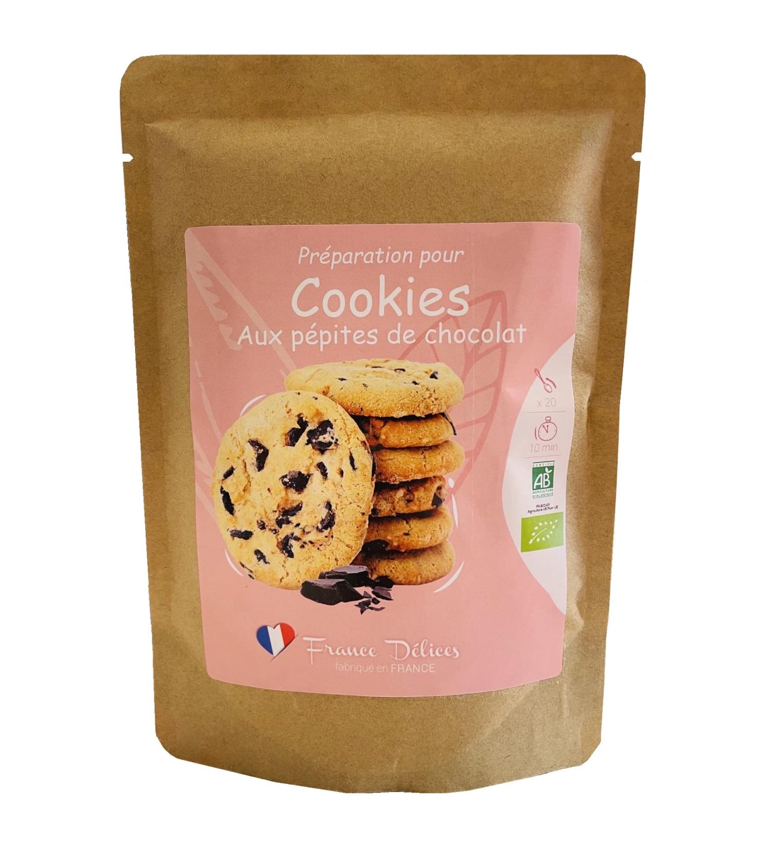 FRANCE D LICES - Pr paration P tisserie Pour Cookies Aux P pites De Chocolat Noir Bio - Dessert Ou Go ter Gourmand Et Naturel - Fabrication Artisanale En France - Pour 20 Cookies - 200g - Buy Online on GoSupps.com