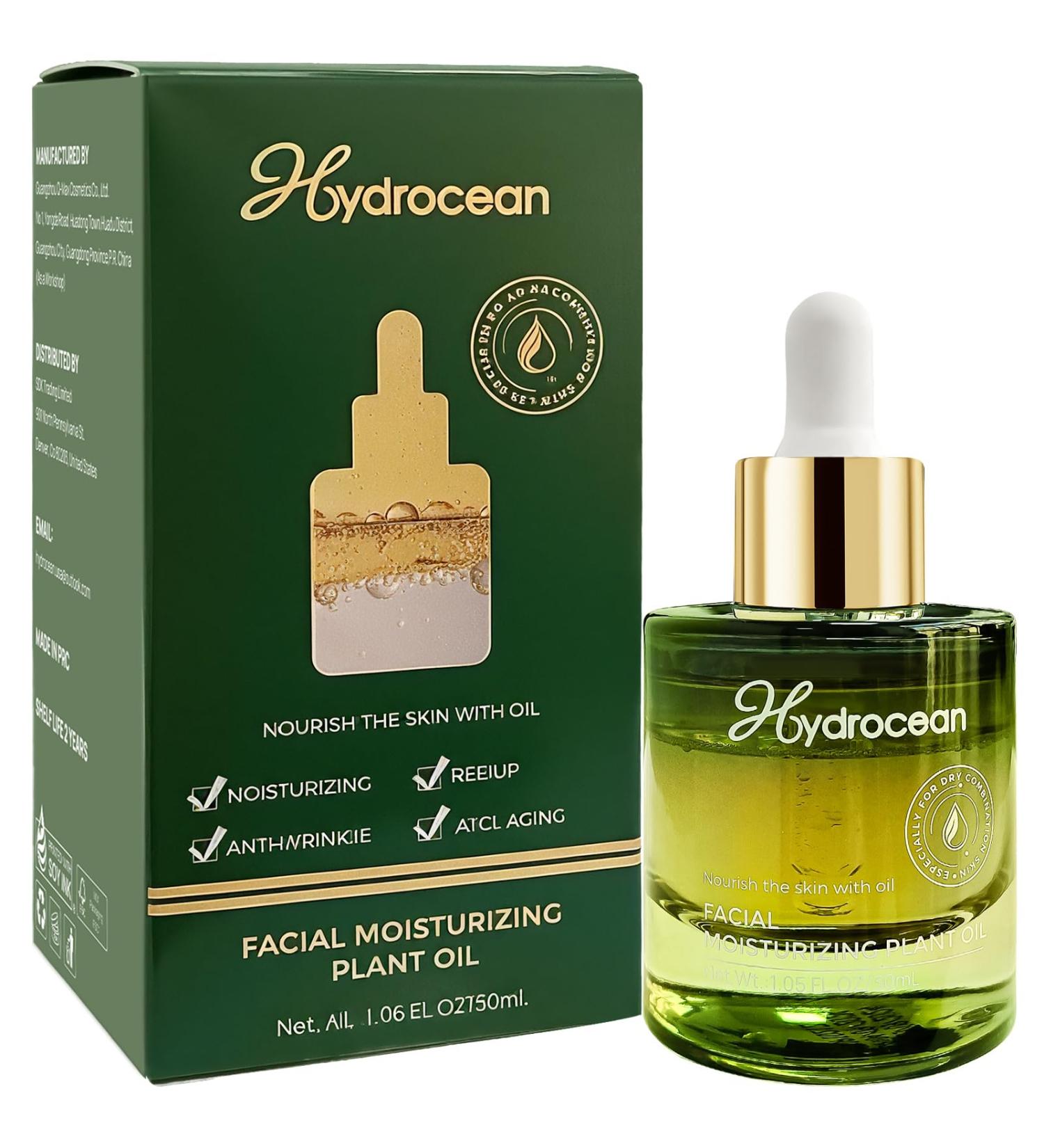 HYDROCEAN Face Oil Anti-Aging Hydrating Tightening Facial Oil Serum Anti Wrinkle Nourishing Skin Moisturizer with Organic Jojoba Oil and Sunflower Seed Oil - Buy Online on GoSupps.com